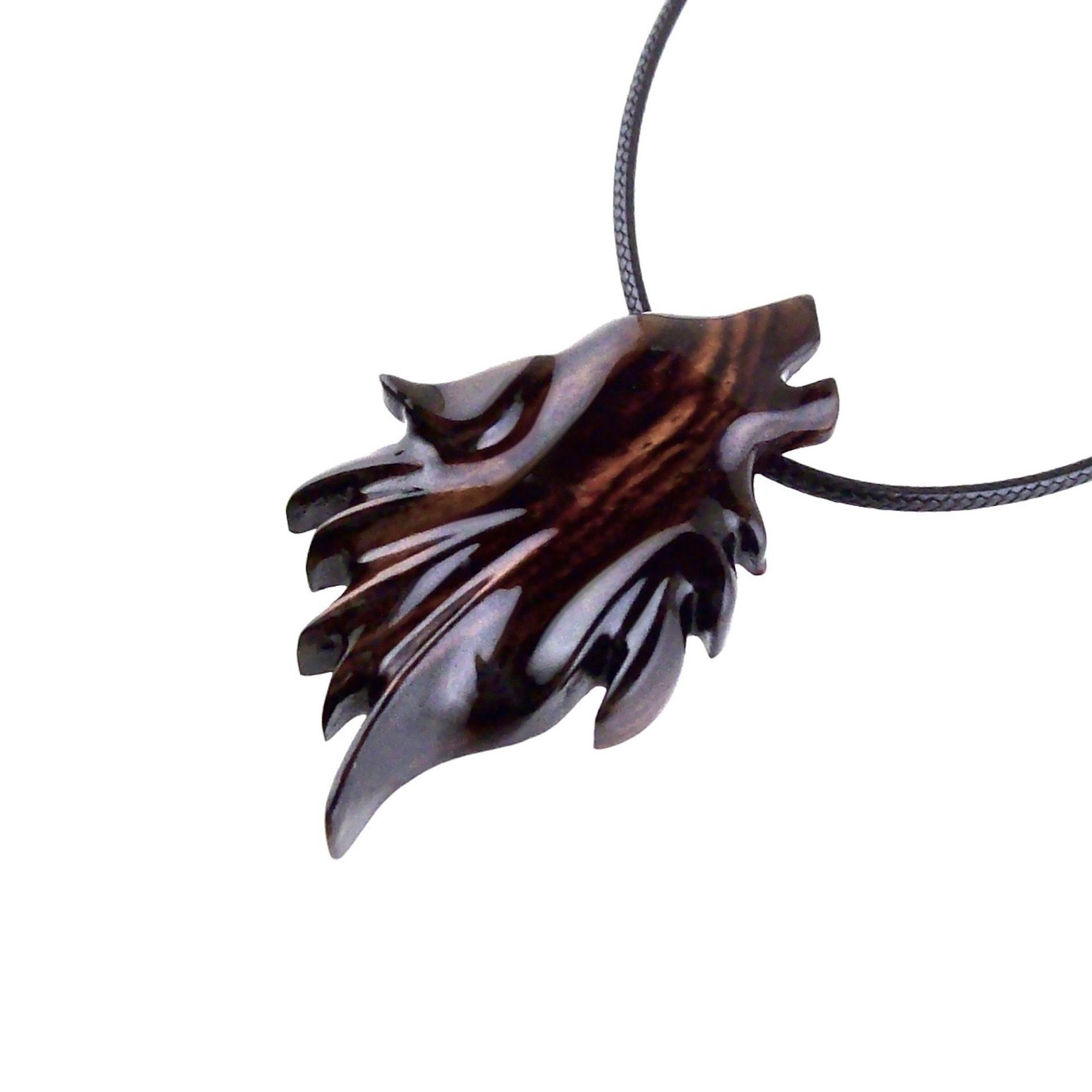 Wolf Pendant, Wooden Wolf Necklace, Hand Carved Wood Spirit Animal Totem, Woodland Jewelry for Men or Women, One of a Kind Gift