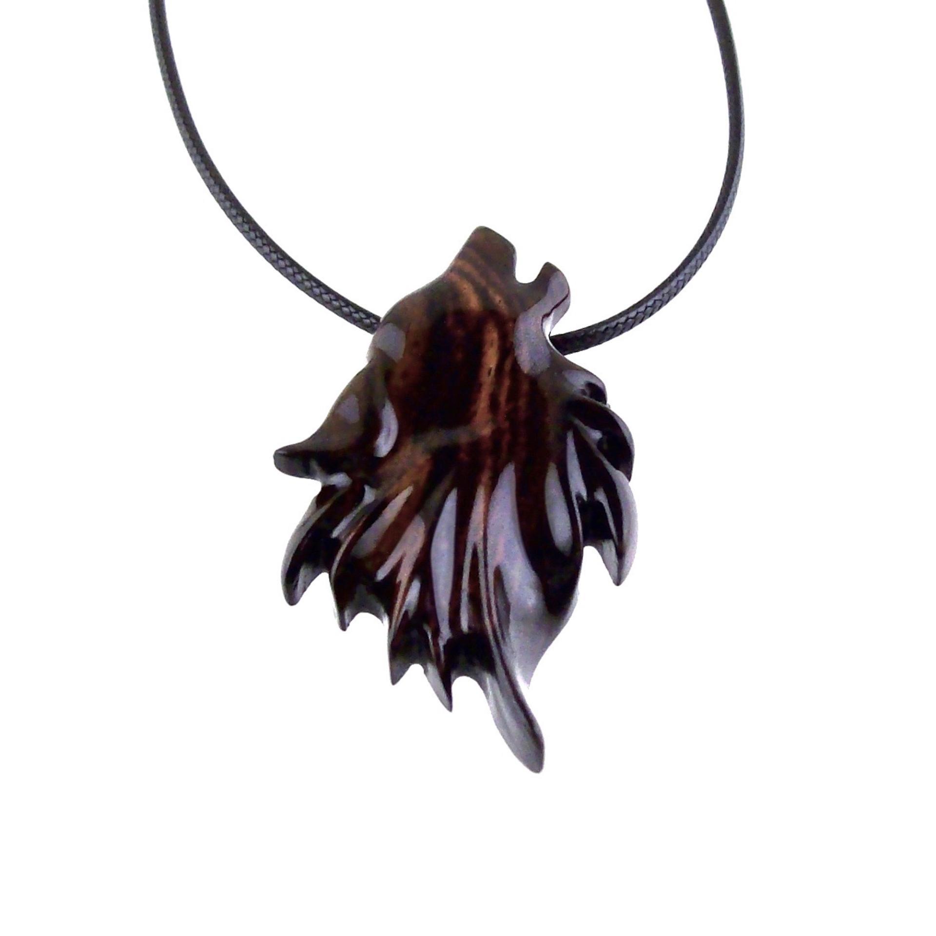 Wolf Pendant, Wooden Wolf Necklace, Hand Carved Wood Spirit Animal Totem, Woodland Jewelry for Men or Women, One of a Kind Gift