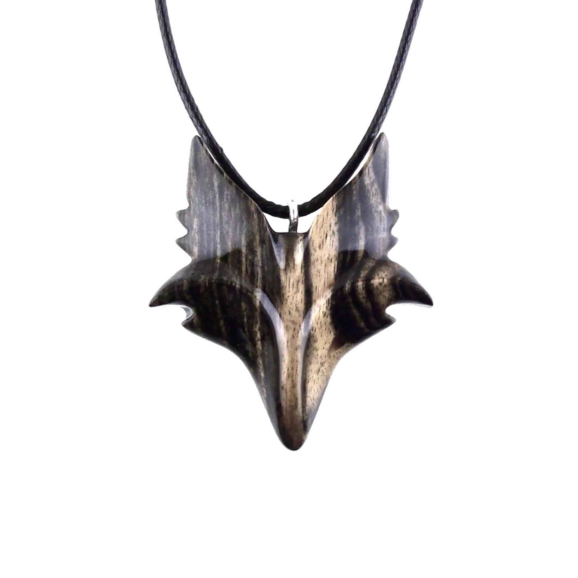 Celtic Fox Necklace, Hand Carved Wooden Fox Pendant for Men or Women, Totem Spirit Animal Gift for Him or Her, Wood Jewelry