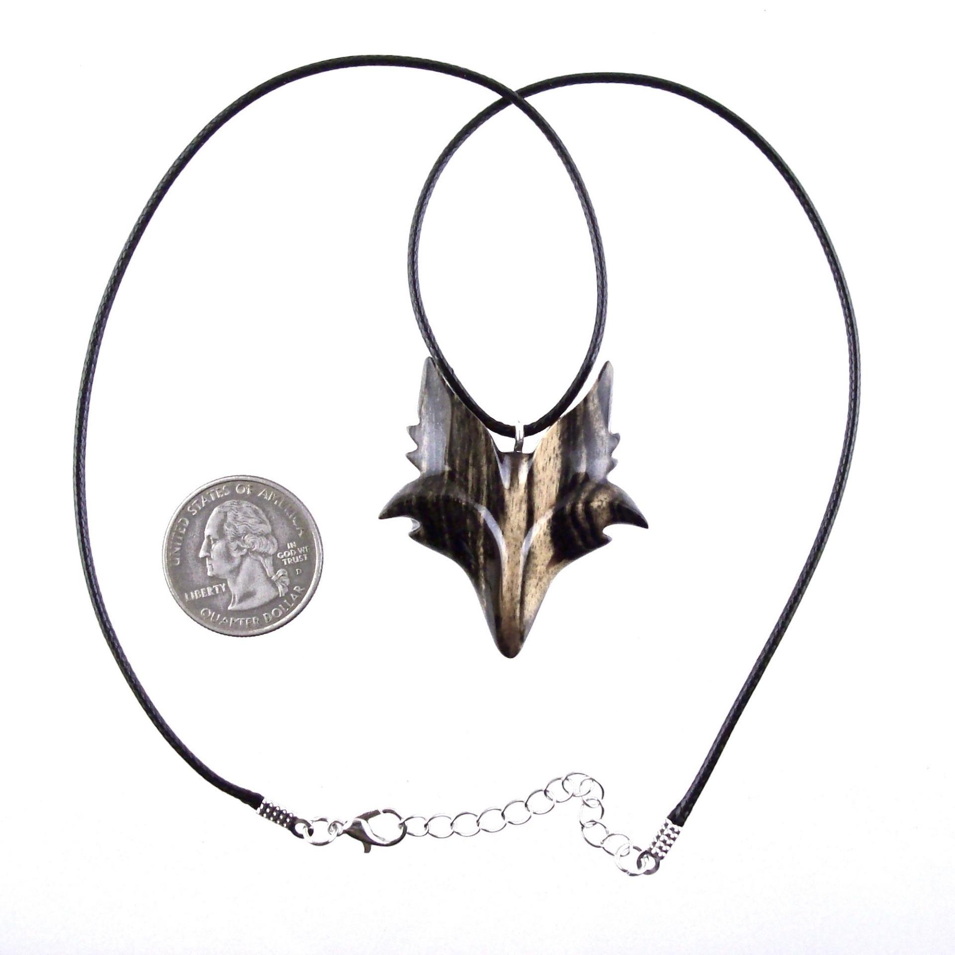 Celtic Fox Necklace, Hand Carved Wooden Fox Pendant for Men or Women, Totem Spirit Animal Gift for Him or Her, Wood Jewelry