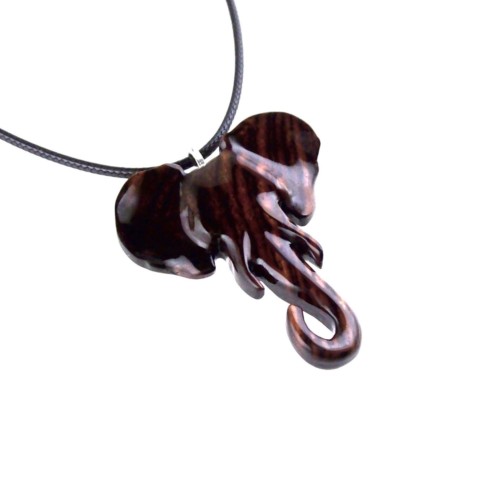 Elephant Necklace, Wooden Elephant Pendant for Men or Women, Hand Carved Spiritual Animal Necklace, Wood Jewelry for Men Women