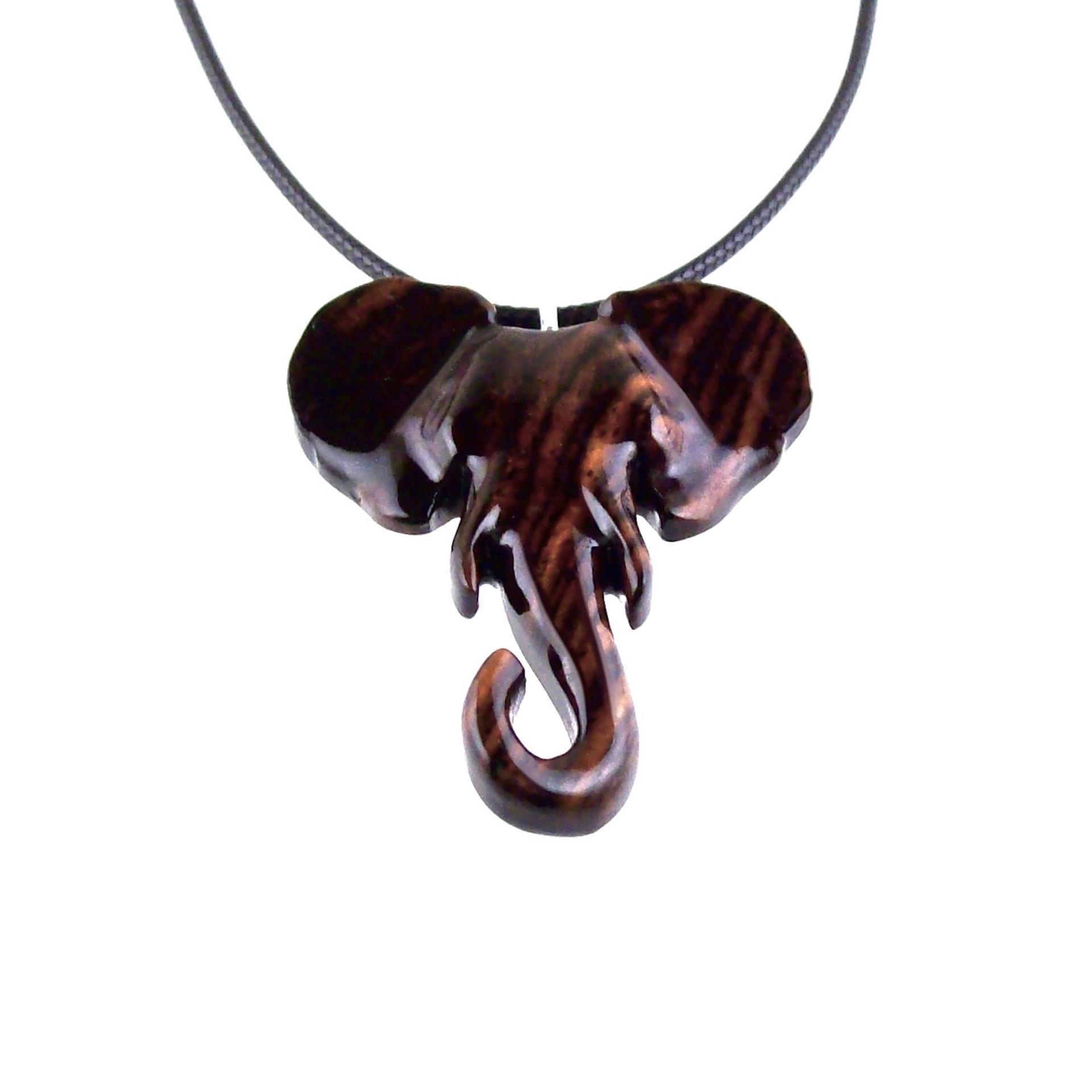 Elephant Necklace, Wooden Elephant Pendant for Men or Women, Hand Carved Spiritual Animal Necklace, Wood Jewelry for Men Women