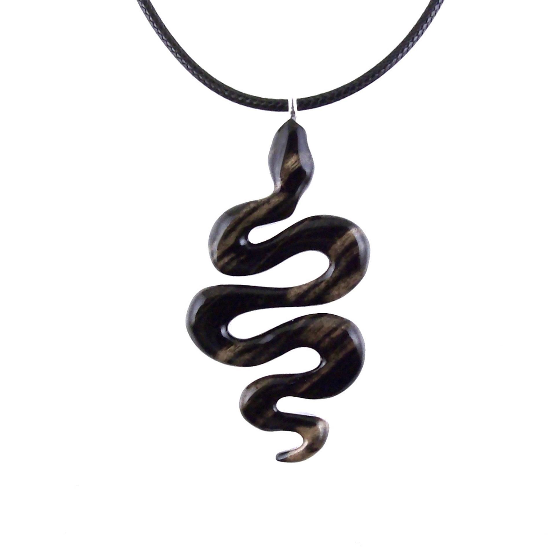 Hand Carved Wooden Snake Pendant, Snake Necklace for Men or Women, Spirit Animal Totem Reptile Wood Jewelry