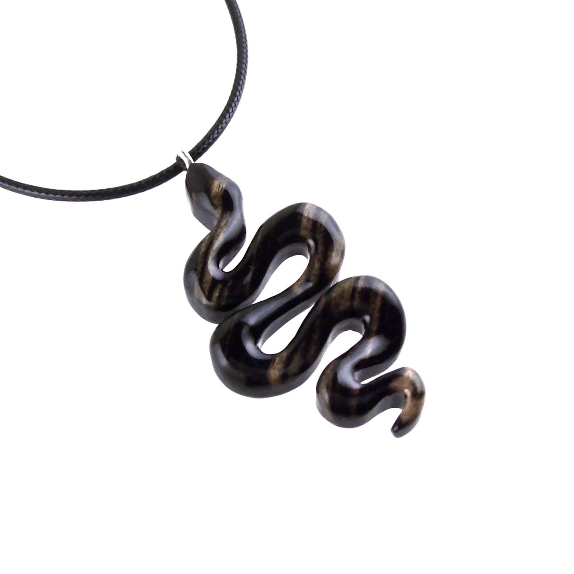 Hand Carved Wooden Snake Pendant, Snake Necklace for Men or Women, Spirit Animal Totem Reptile Wood Jewelry
