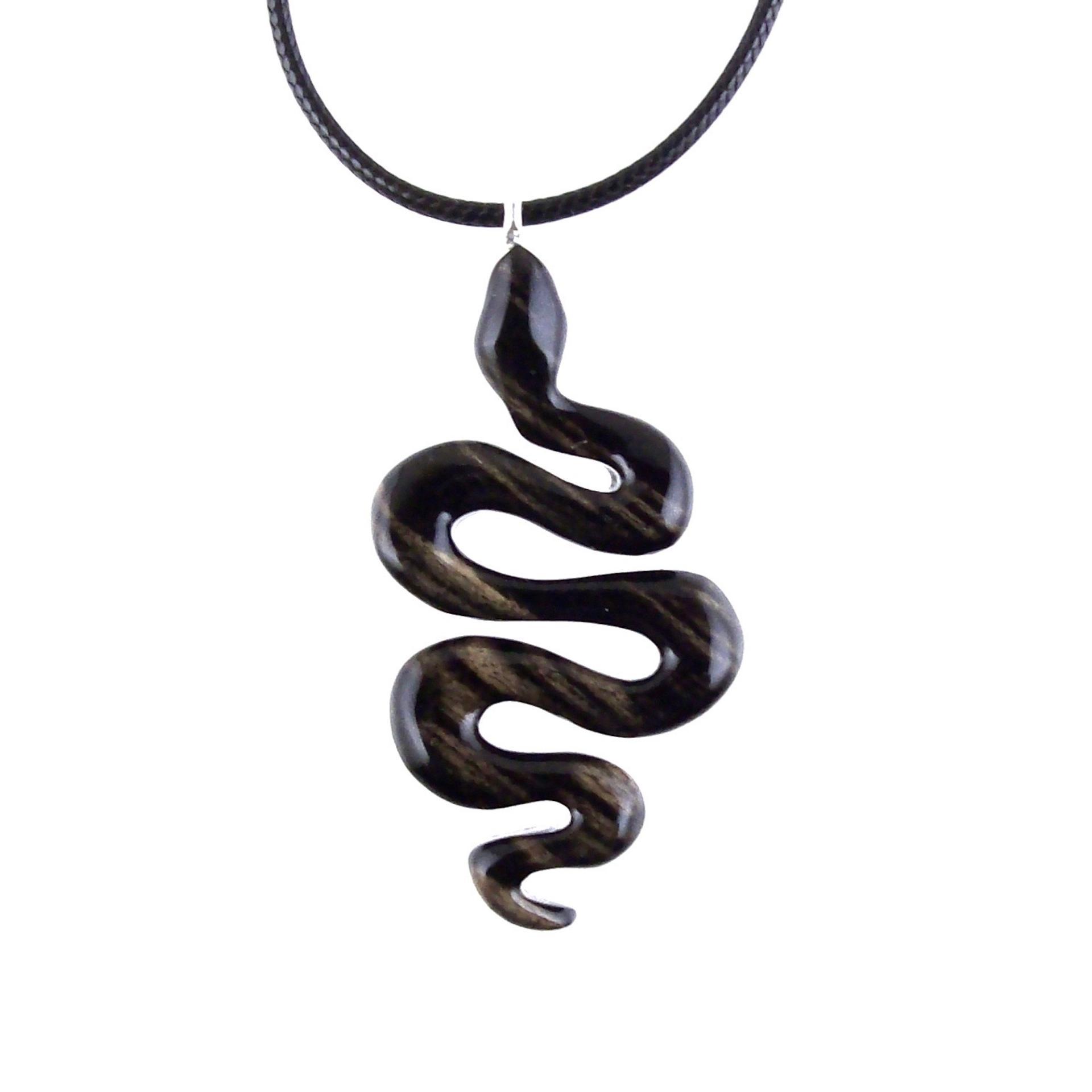 Hand Carved Wooden Snake Pendant, Snake Necklace for Men or Women, Spirit Animal Totem Reptile Wood Jewelry