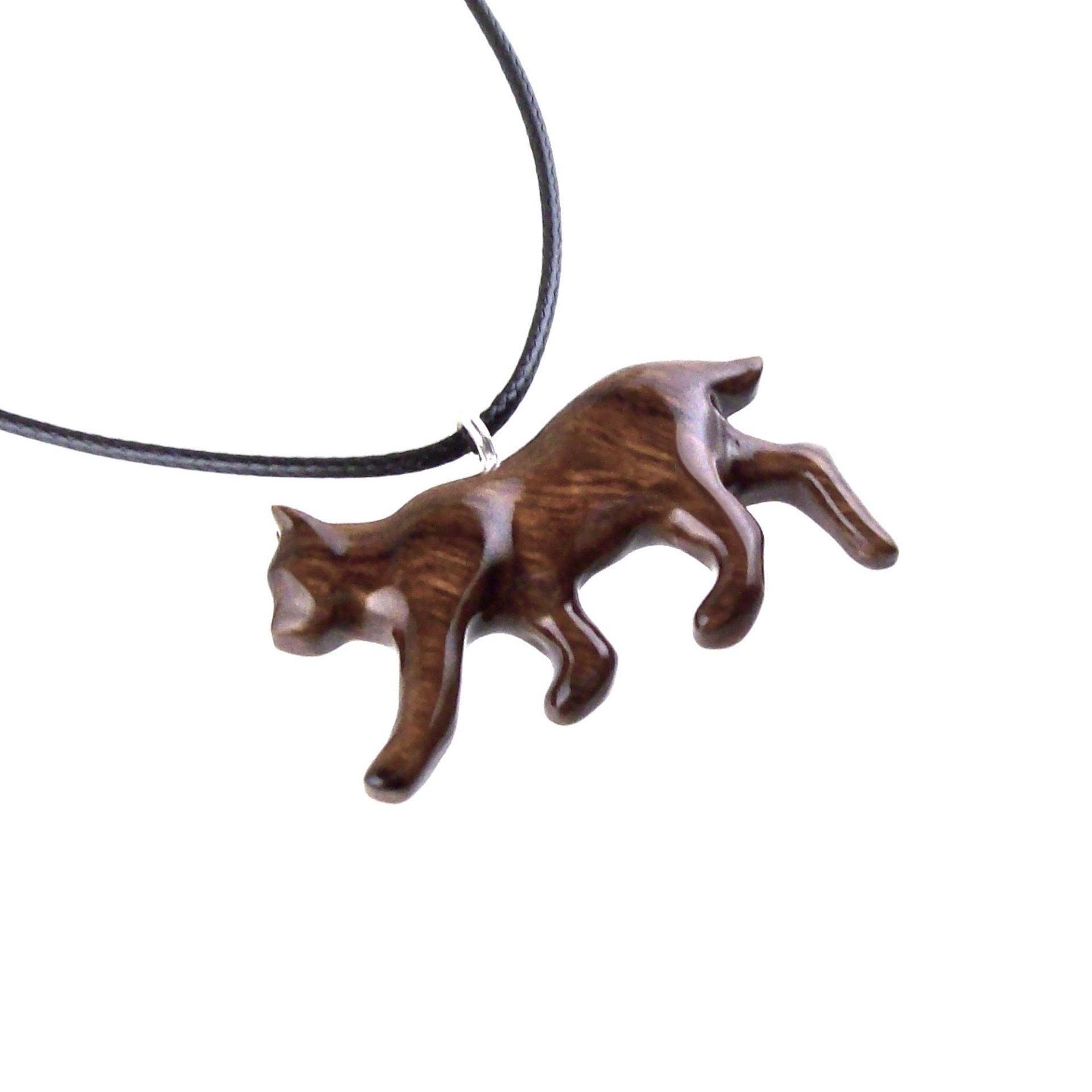 Wooden Bobcat Pendant, Bobcat Necklace, Hand Carved Lynx Necklace, Wood Wildcat Necklace, Totem Spirit Animal Jewelry for Men or Women