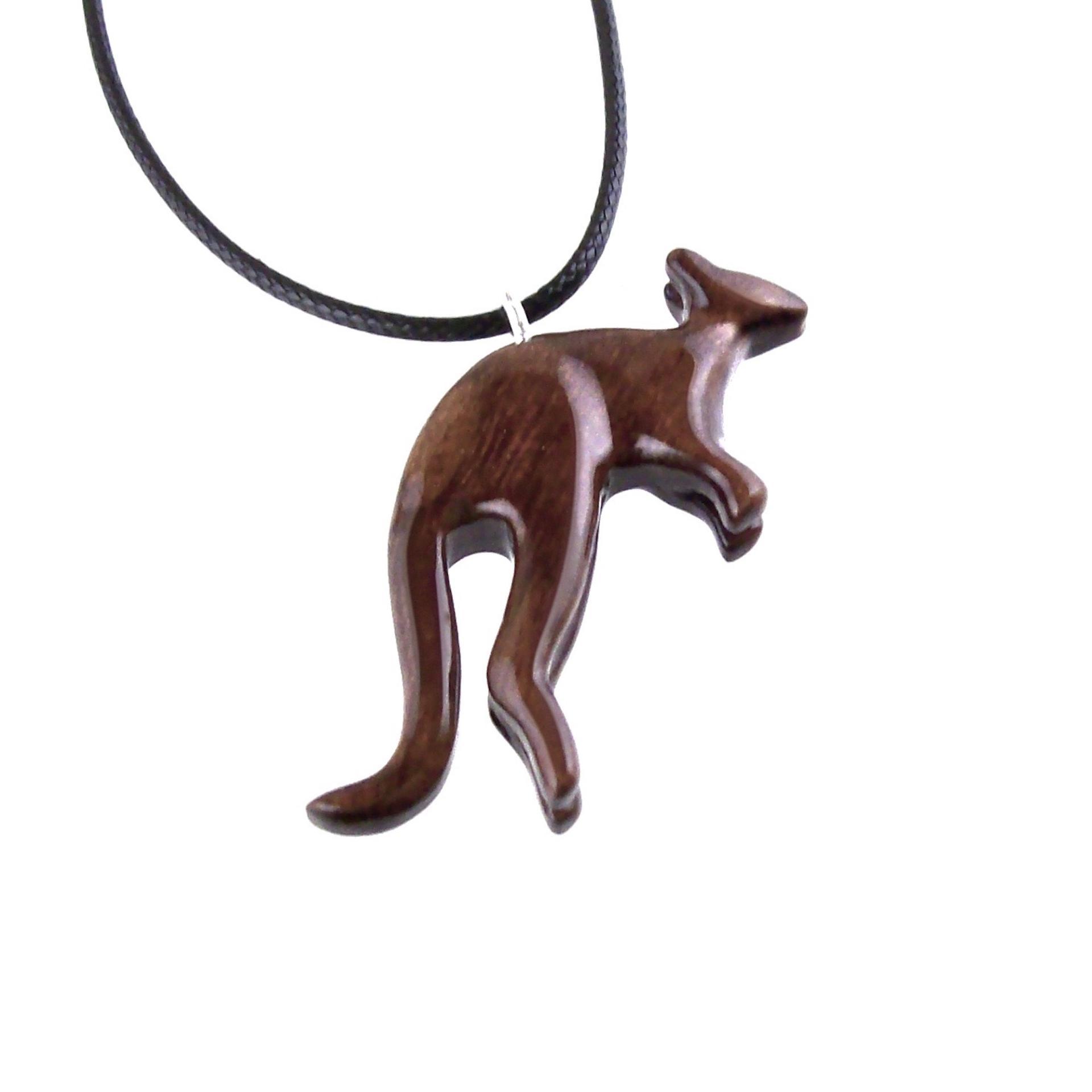 Kangaroo Necklace, Hand Carved Wooden Kangaroo Pendant, Wood Necklace, Spirit Animal Jewelry, Gift for Men or Women