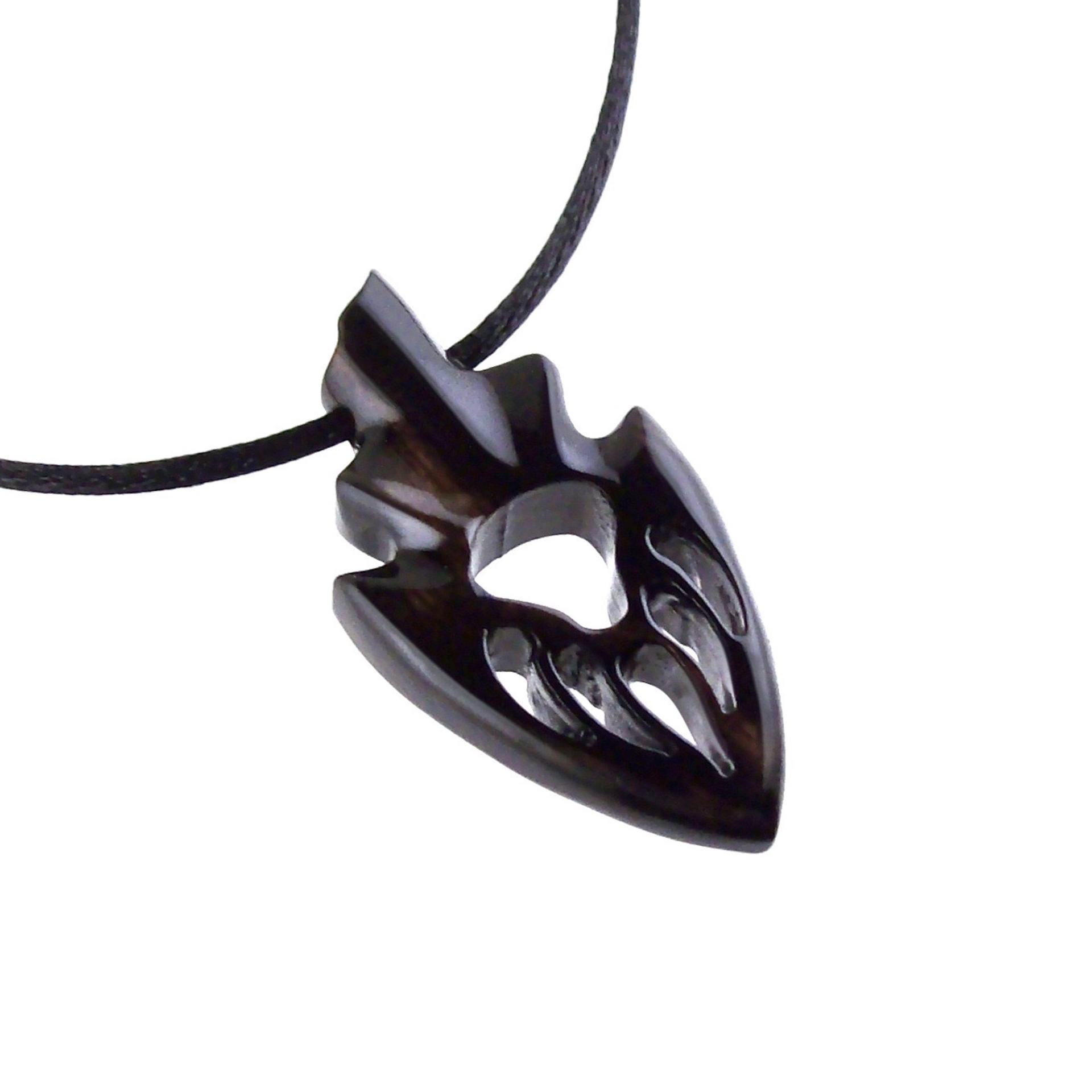 Wooden Bear Paw Pendant, Hand Carved Arrowhead Necklace, Tribal Protection Amulet, Bear Jewelry for Men