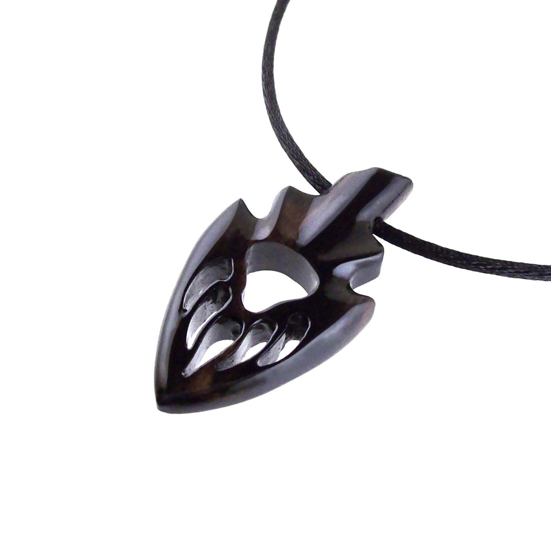 Wooden Bear Paw Pendant, Hand Carved Arrowhead Necklace, Tribal Protection Amulet, Bear Jewelry for Men