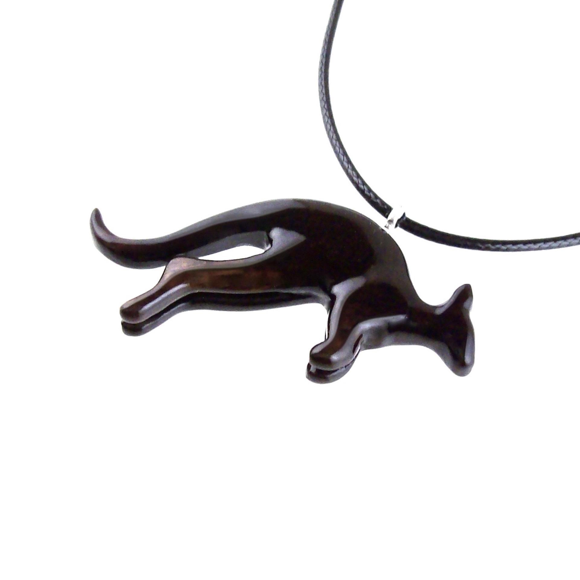Kangaroo Necklace, Wooden Kangaroo Pendant, Hand Carved Wood Necklace, Totem Spirit Animal Jewelry, Gift for Him Her