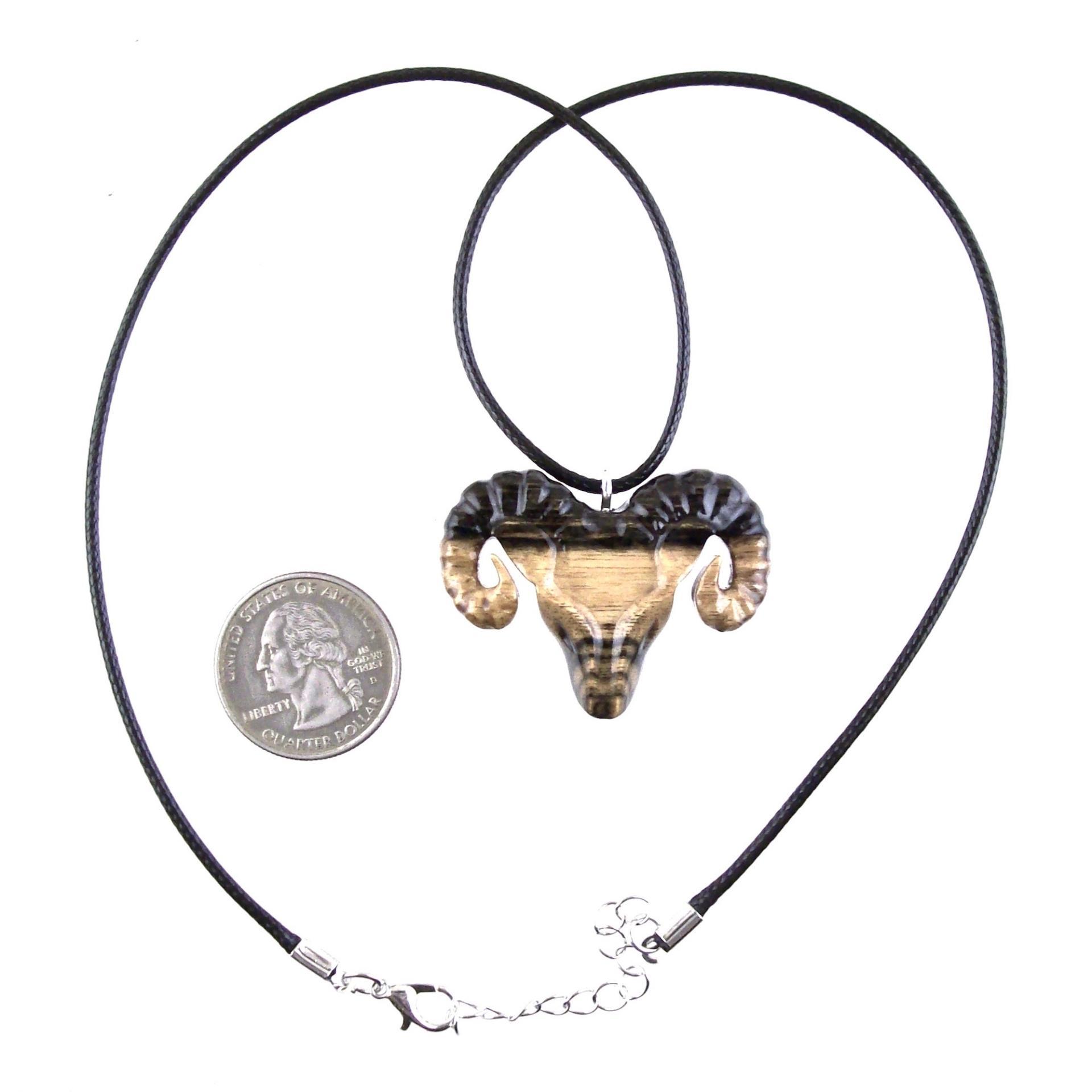 Ram Necklace, Hand Carved Wooden Ram Head Pendant, Mens Wood Necklace, Sheep Jewelry, Aries Jewelry, Gift for Him
