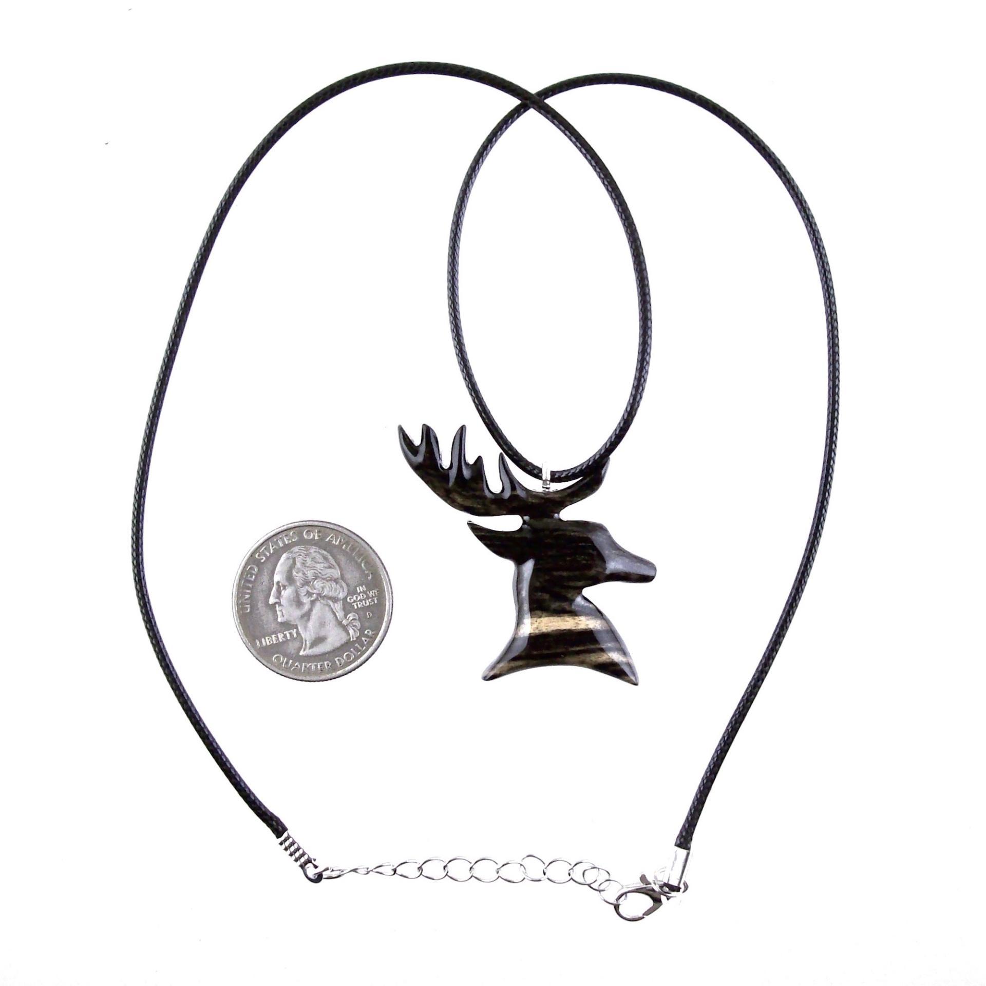 Hand Carved Stag Head Necklace, Wooden Deer Pendant, Woodland Buck Necklace, Mens Jewelry, Spirit Animal Totem Gift for Him
