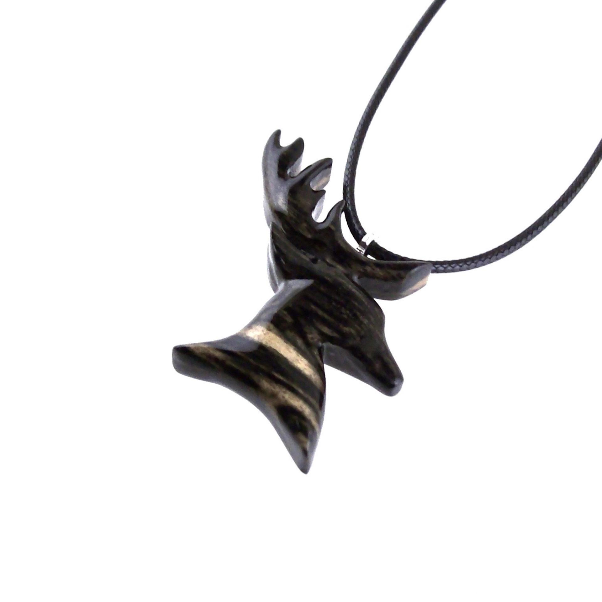 Hand Carved Stag Head Necklace, Wooden Deer Pendant, Woodland Buck Necklace, Mens Jewelry, Spirit Animal Totem Gift for Him