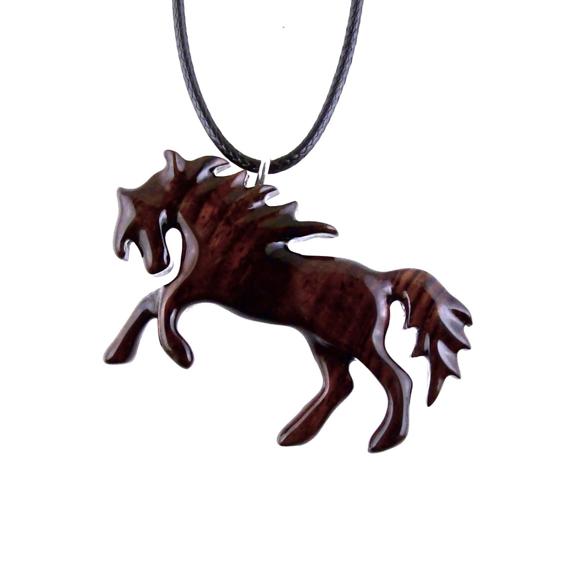 Horse Necklace, Hand Carved Wooden Horse Pendant, One of a Kind Handmade Animal Wood Jewelry