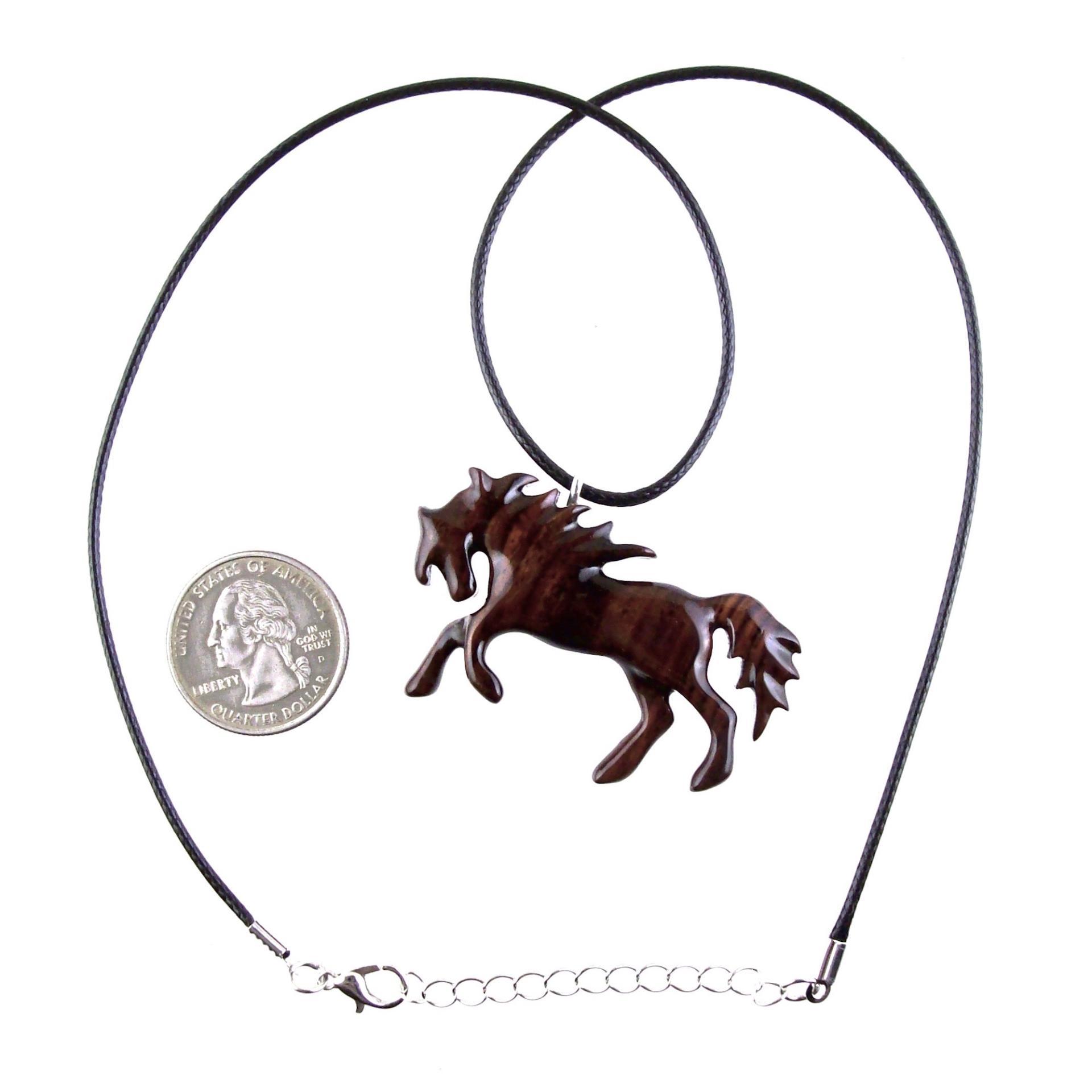 Horse Necklace, Hand Carved Wooden Horse Pendant, One of a Kind Handmade Animal Wood Jewelry