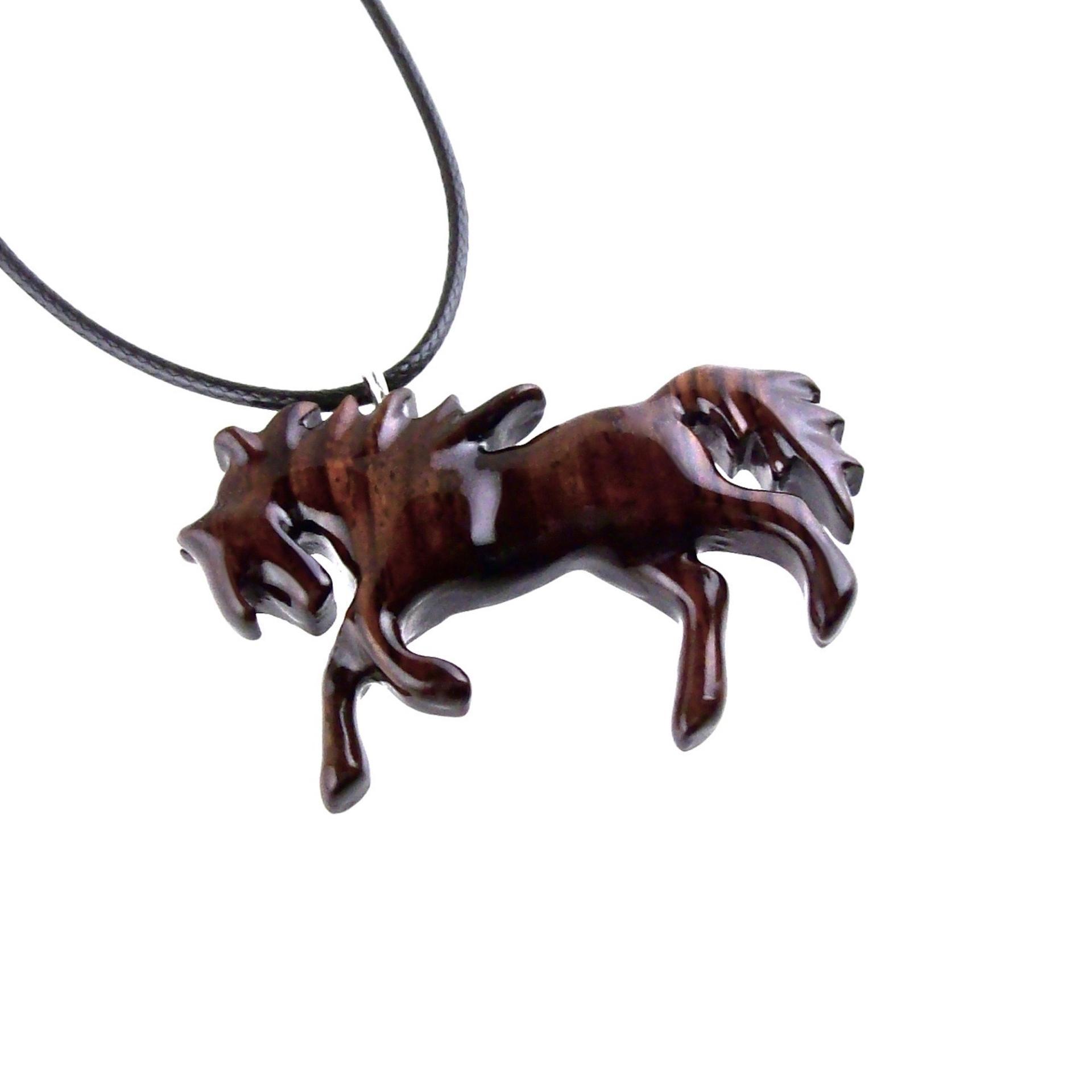 Horse Necklace, Hand Carved Wooden Horse Pendant, One of a Kind Handmade Animal Wood Jewelry