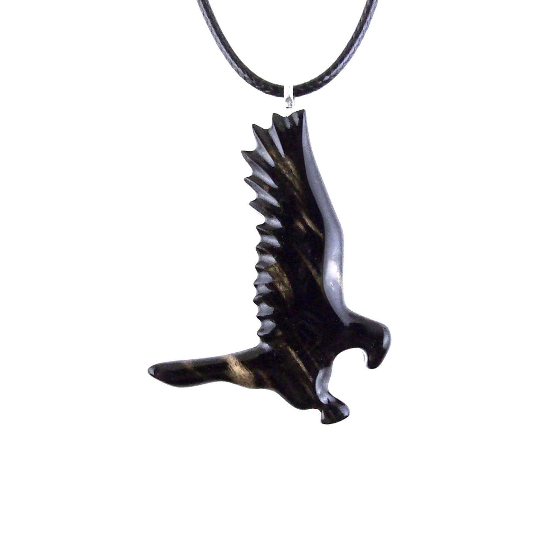 Hawk Necklace, Hand Carved Wooden Hawk Pendant for Men or Women, Wood Falcon Pendant, Totem Bird Jewelry