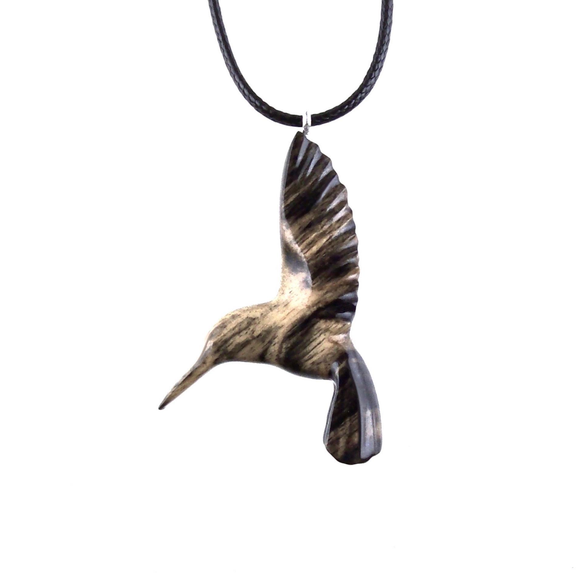 Hummingbird Necklace, Wooden Hummingbird Pendant, Hand Carved Wood Bird Jewelry, One of a Kind Handmade Gift for Her