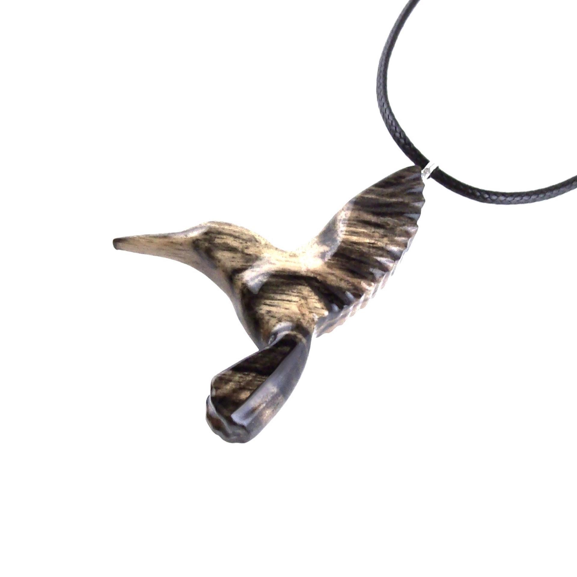 Hummingbird Necklace, Wooden Hummingbird Pendant, Hand Carved Wood Bird Jewelry, One of a Kind Handmade Gift for Her