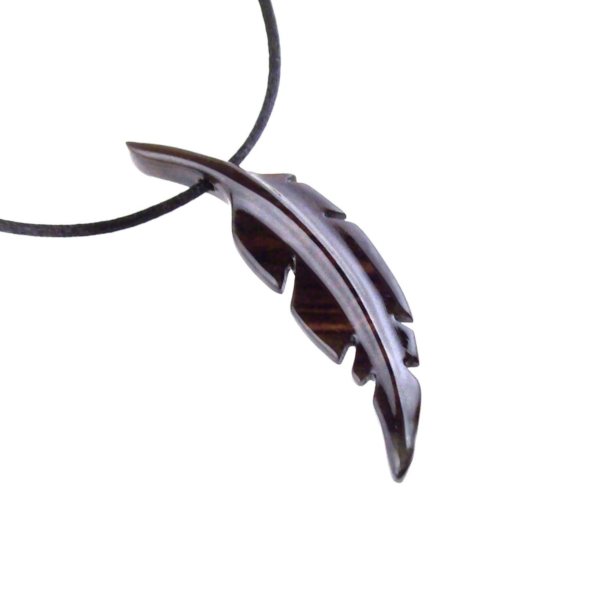 Hand Carved Feather Necklace, Wooden Feather Pendant, Mens Wood Necklace, Tribal Jewelry, One of a Kind Gift for Him