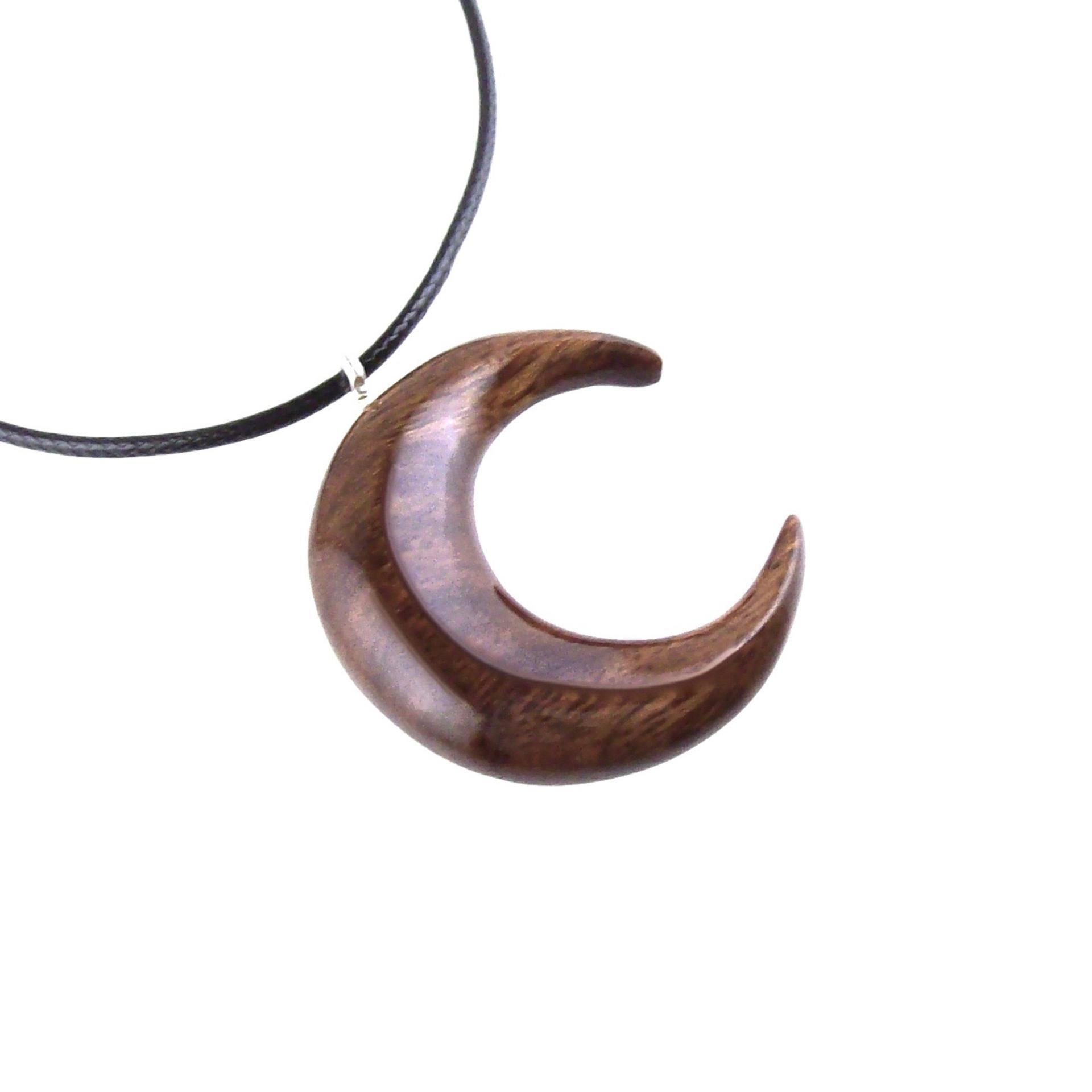Crescent Moon Necklace, Hand Carved Wooden Moon Pendant, Wood Celestial Necklace, One of a Kind Lunar Jewelry