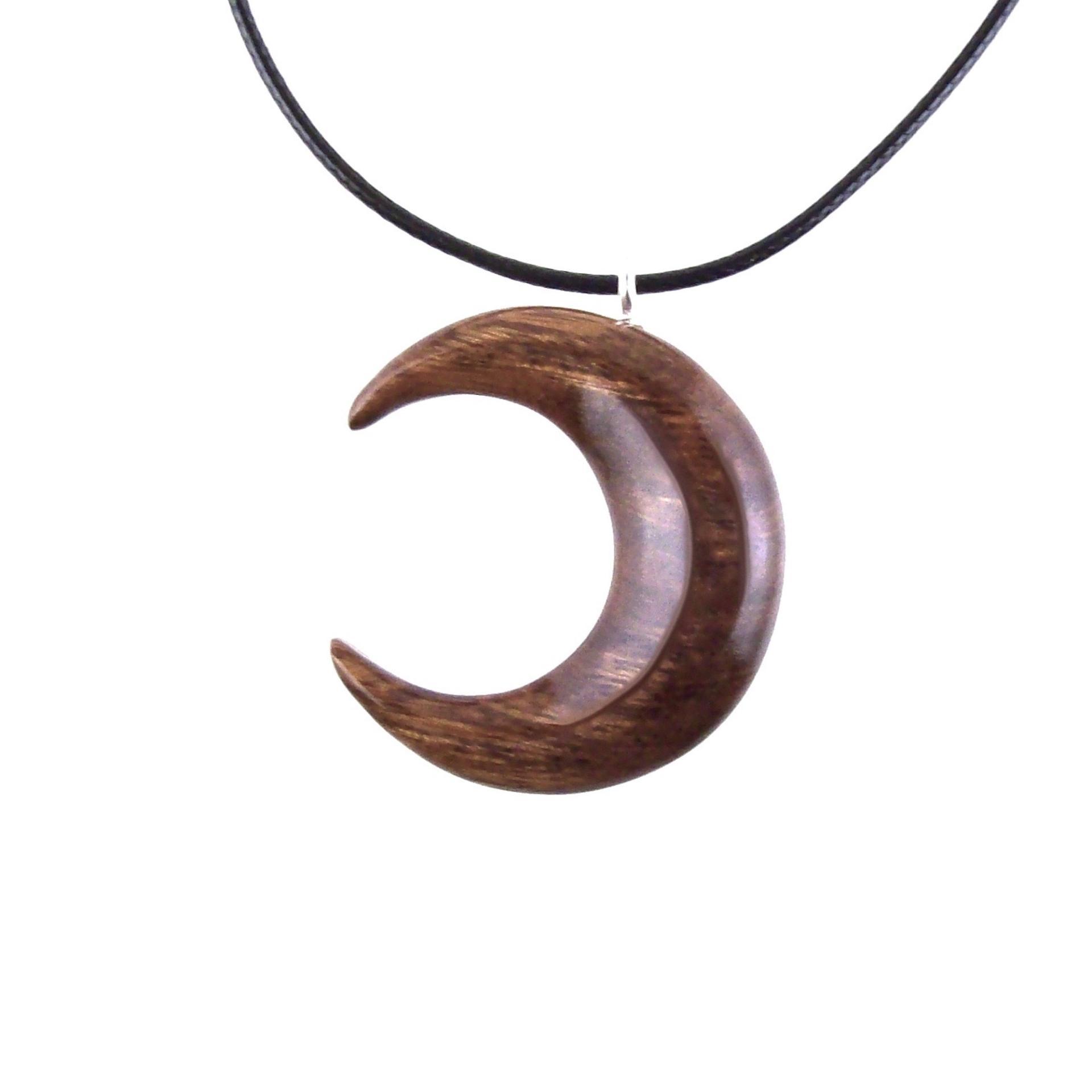 Crescent Moon Necklace, Hand Carved Wooden Moon Pendant, Wood Celestial Necklace, One of a Kind Lunar Jewelry