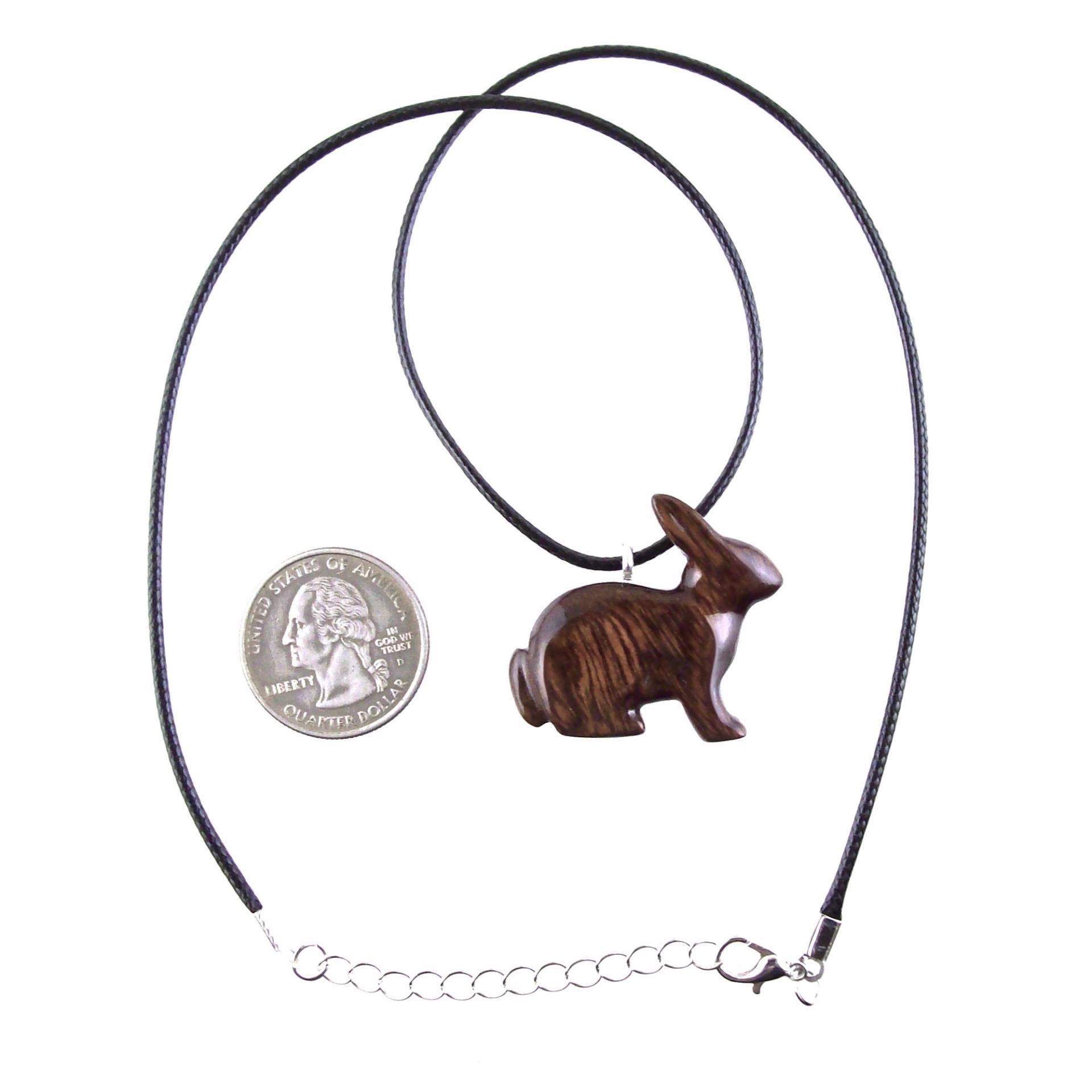 Bunny Necklace, Hand Carved Wooden Rabbit Pendant, Pet Animal Necklace, Wood Jewelry, One of a Kind Gift for Her