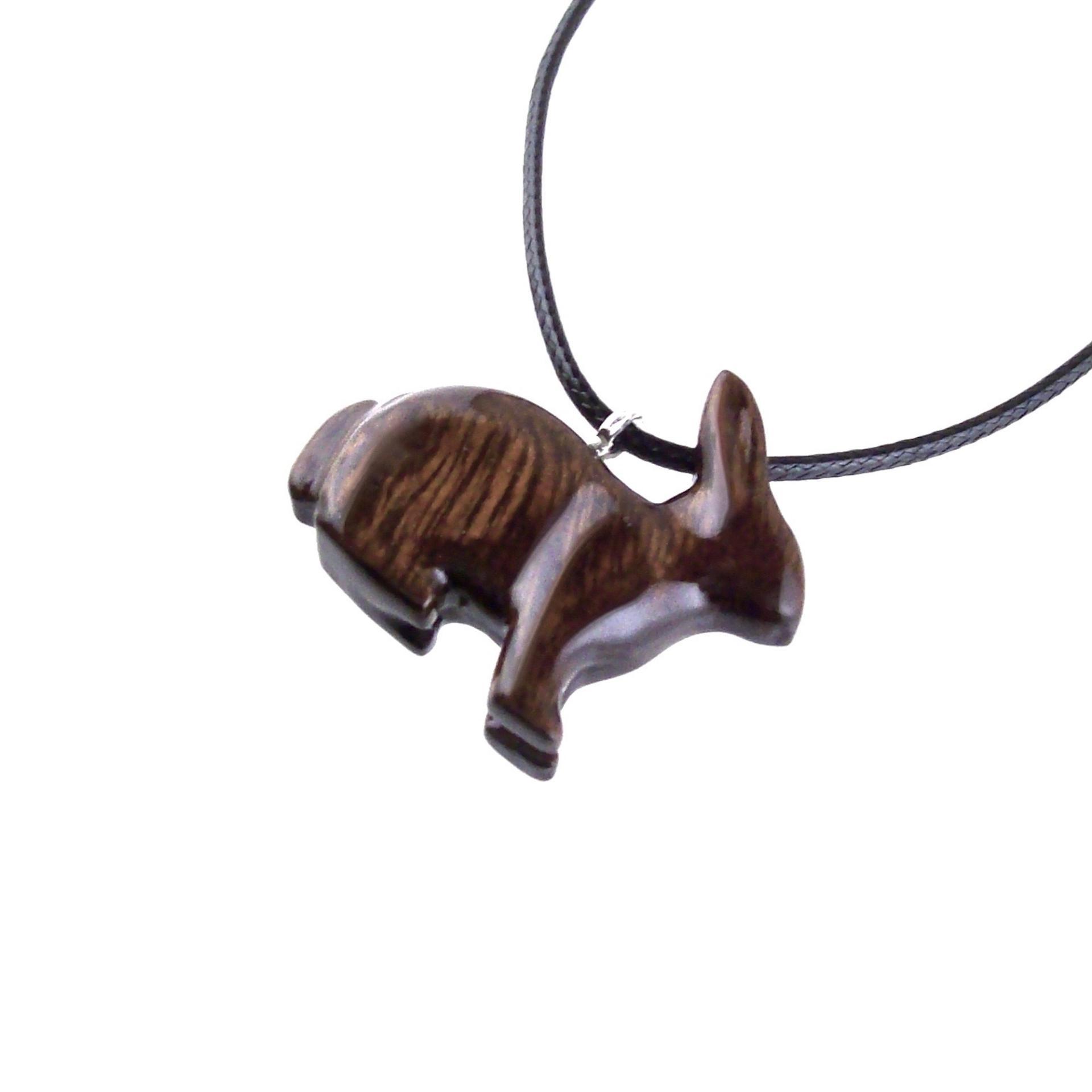 Bunny Necklace, Hand Carved Wooden Rabbit Pendant, Pet Animal Necklace, Wood Jewelry, One of a Kind Gift for Her