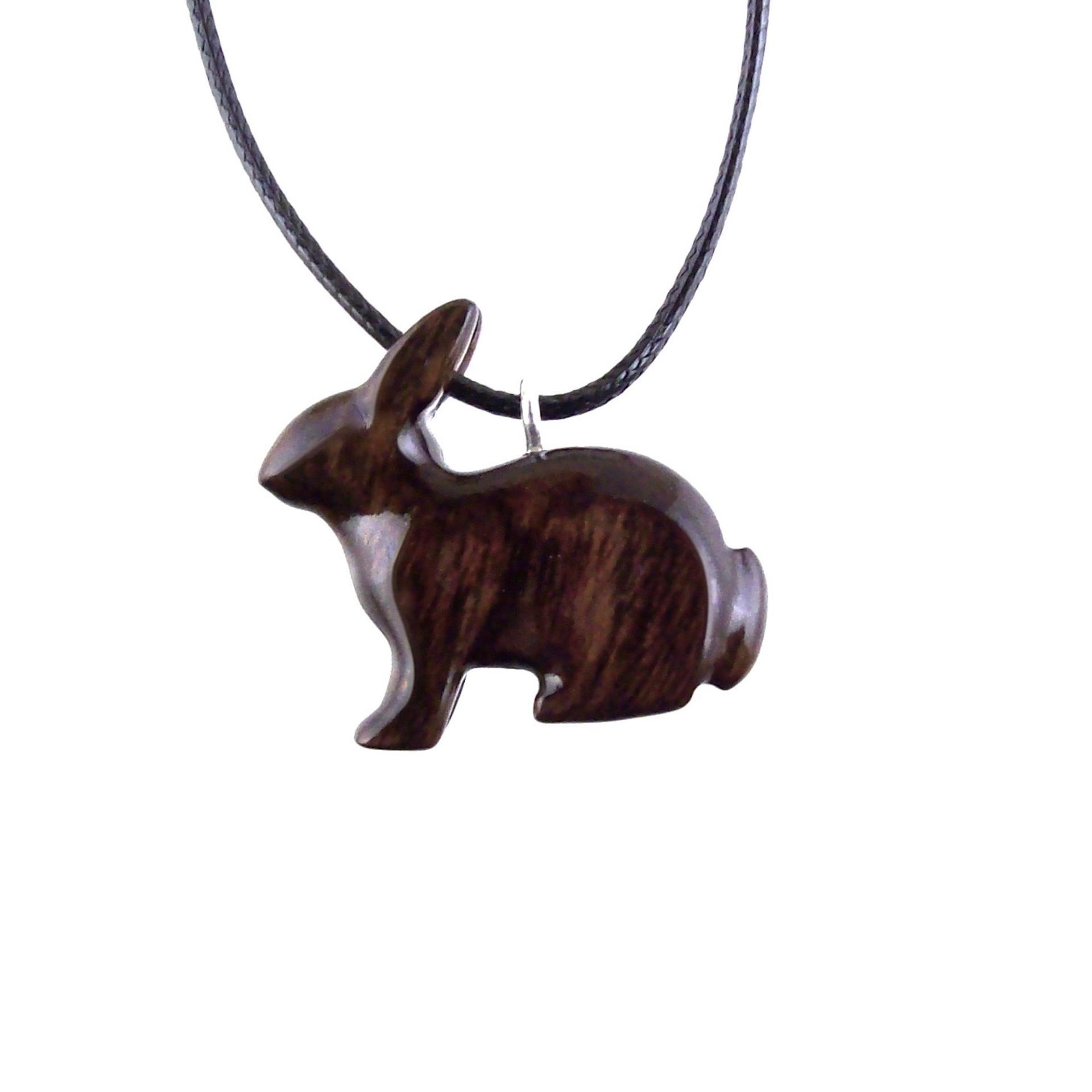Bunny Necklace, Hand Carved Wooden Rabbit Pendant, Pet Animal Necklace, Wood Jewelry, One of a Kind Gift for Her