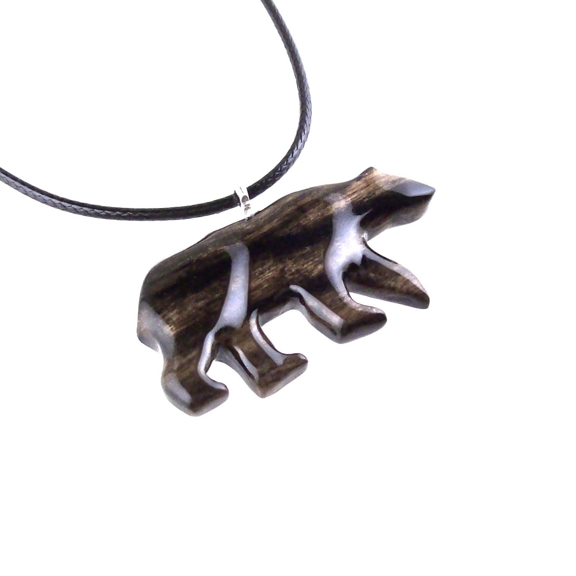 Polar Bear Necklace, Hand Carved Wooden Bear Pendant for Men or Women, Totem Spirit Animal, Wood Jewelry, One of a Kind Gift for Him Her