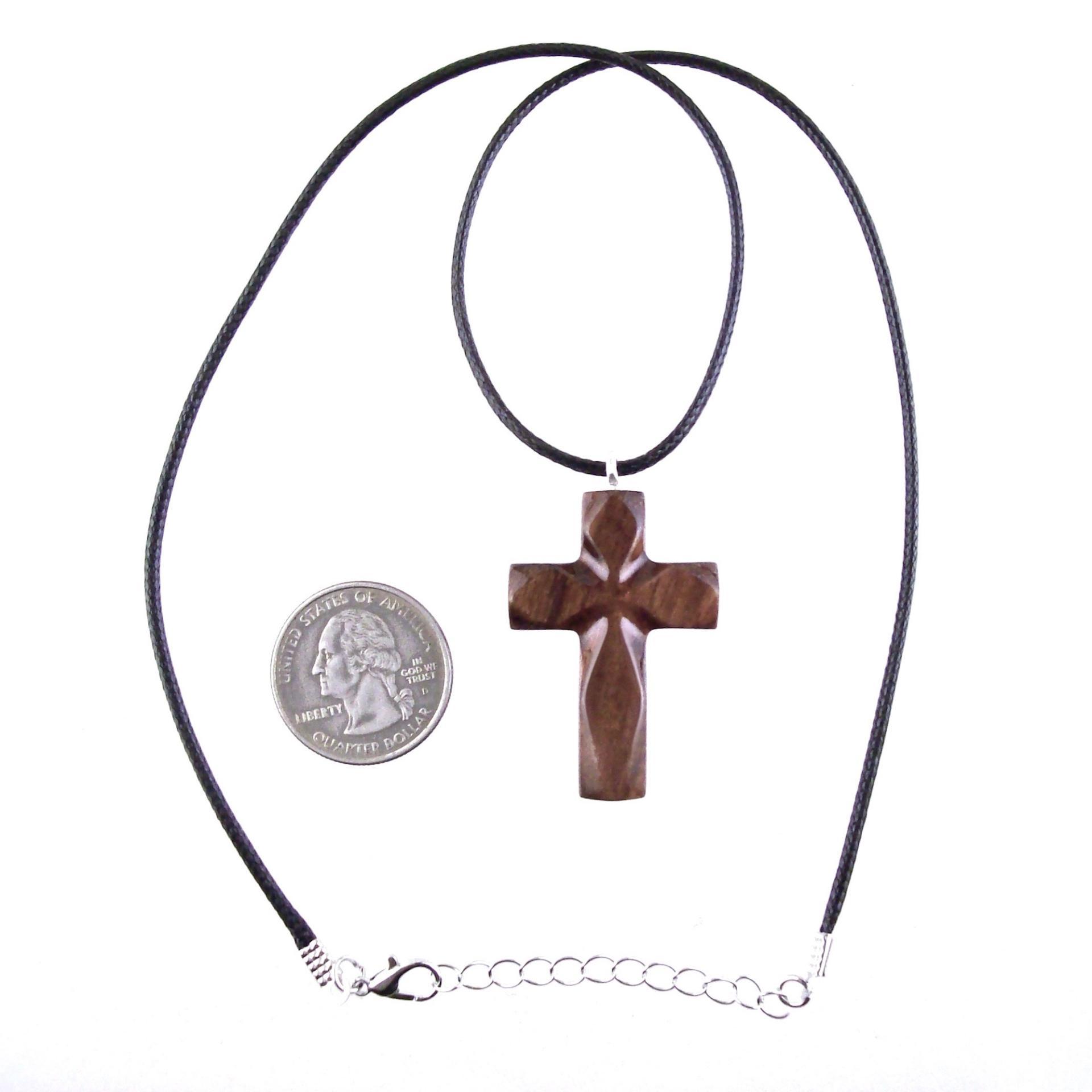 Handmade Wooden Cross Necklace for Men Women, Wood Cross Pendant, One of a Kind Hand Carved Christian Jewelry