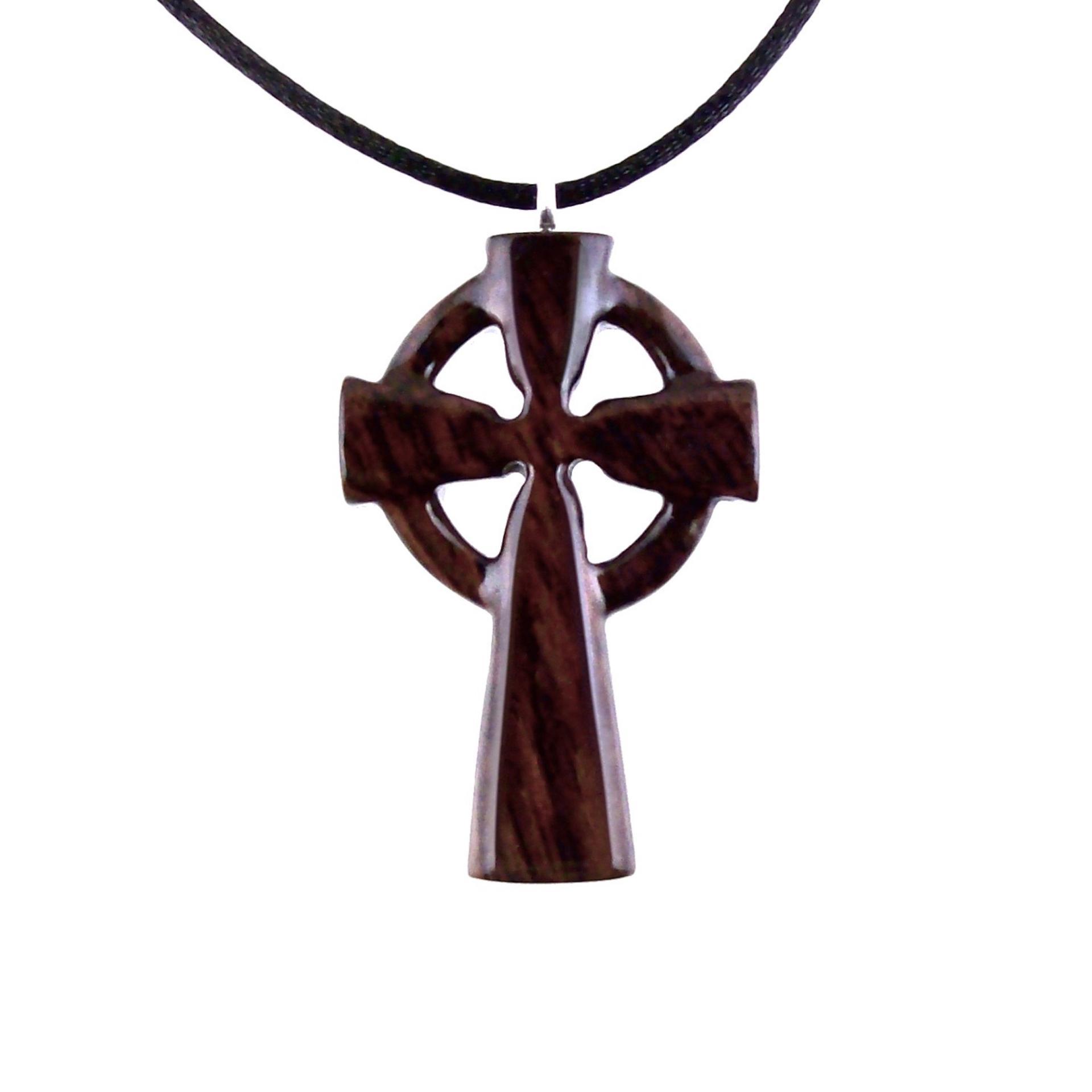 Wooden Celtic Cross Pendant, Hand Carved Celtic Cross Necklace, Wood Cross Necklace Gift for Him, Irish Christian Jewelry