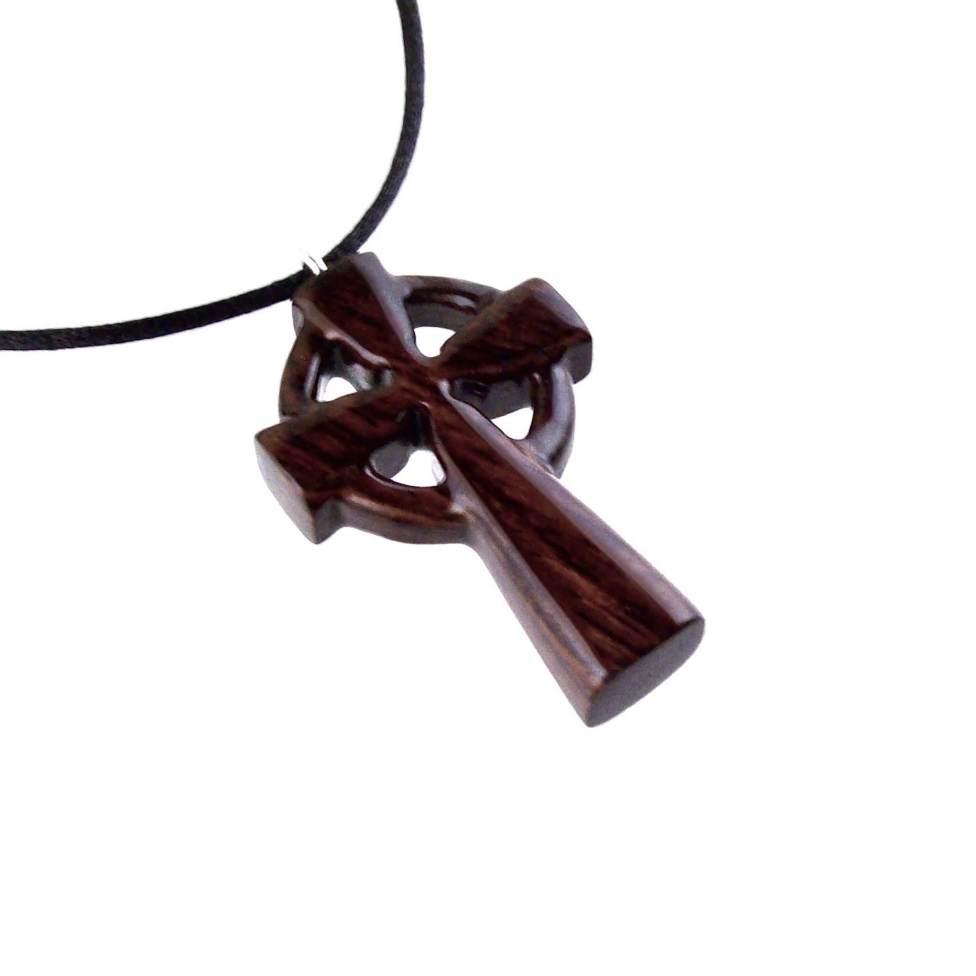 Wooden Celtic Cross Pendant, Hand Carved Celtic Cross Necklace, Wood Cross Necklace Gift for Him, Irish Christian Jewelry