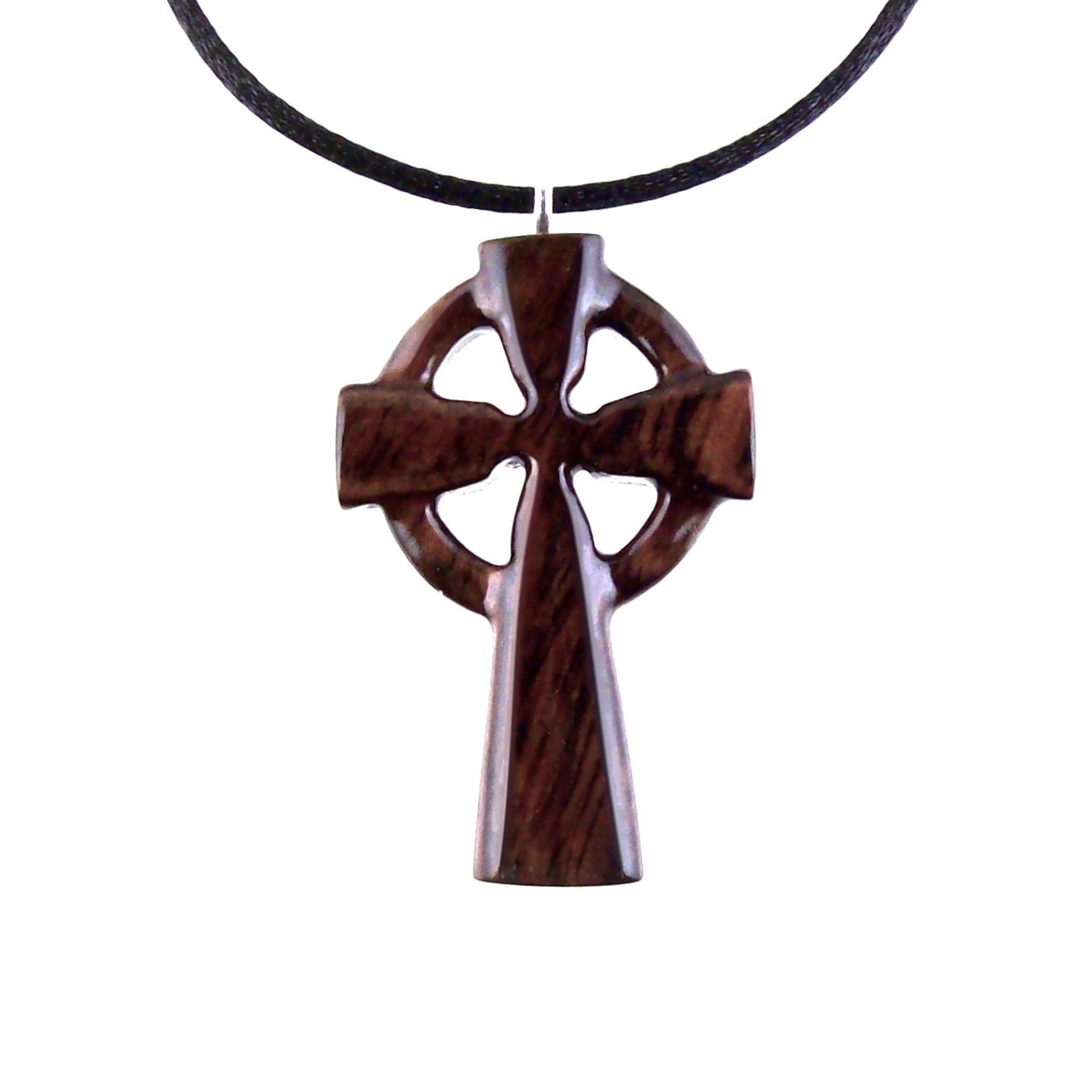 Wooden Celtic Cross Pendant, Hand Carved Celtic Cross Necklace, Wood Cross Necklace Gift for Him, Irish Christian Jewelry