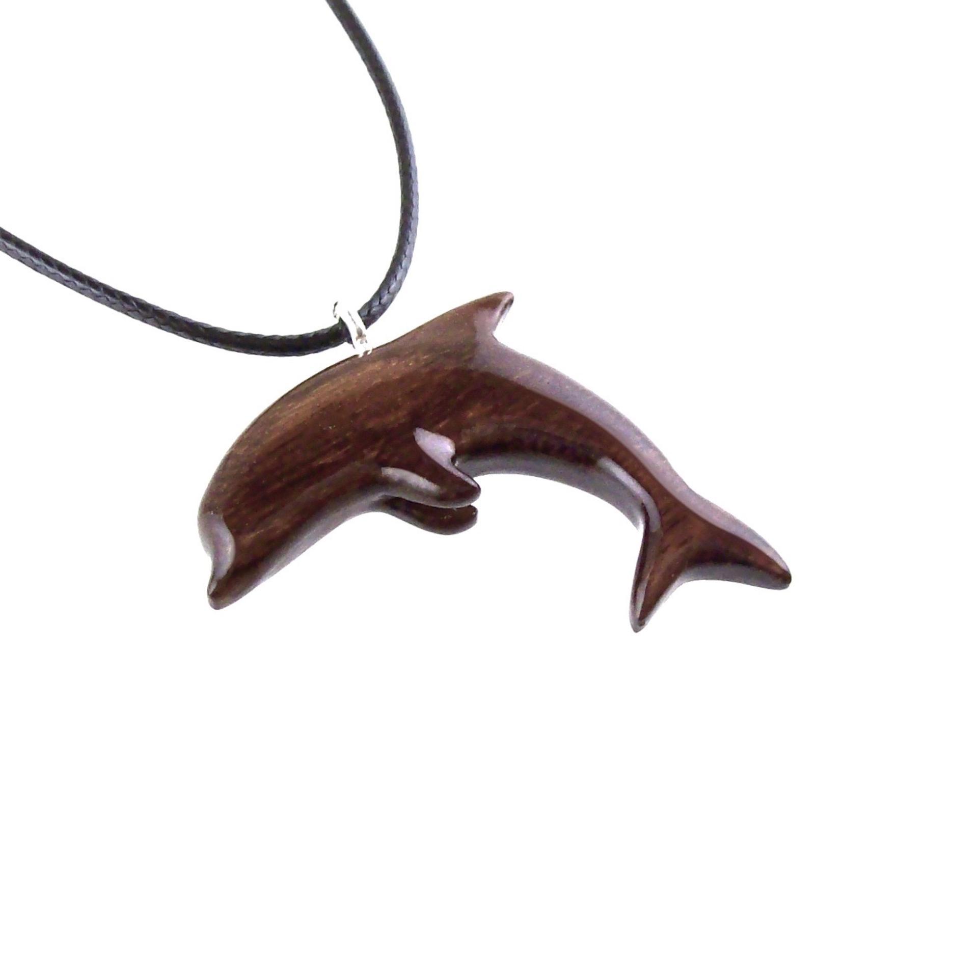 Hand Carved Dolphin Necklace, Wooden Dolphin Pendant for Men Women, Sea Animal Wood Jewelry, Nautical Gift for Him Her