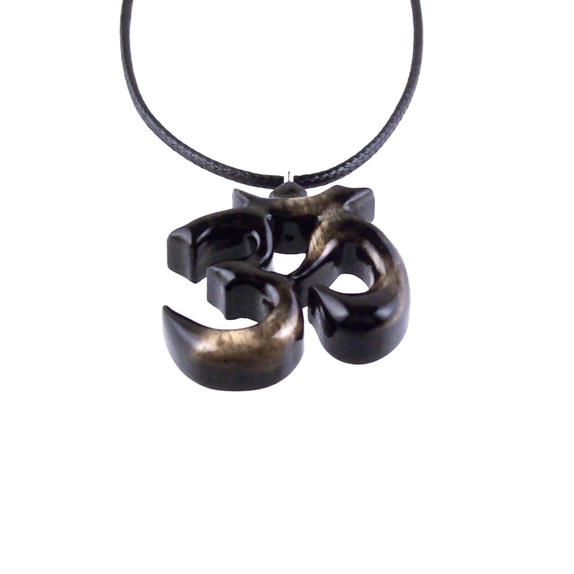 Hand Carved Om Pendant for Men or Women, Wooden Ohm Necklace, Yoga Gift Aum Wood Jewelry