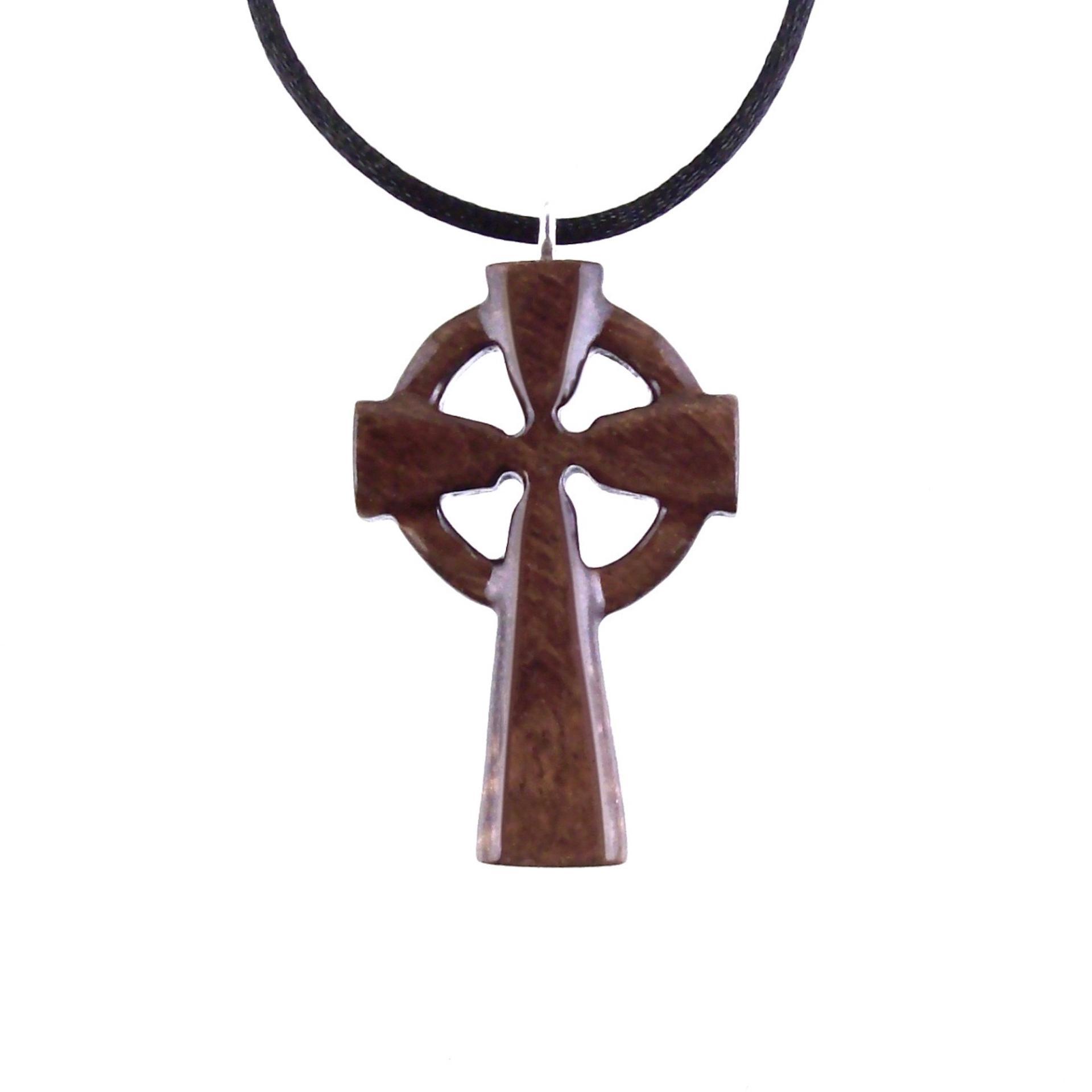 Wooden Celtic Cross Pendant, Wood Celtic Cross Necklace, Hand Carved Irish Christian Jewelry for Men