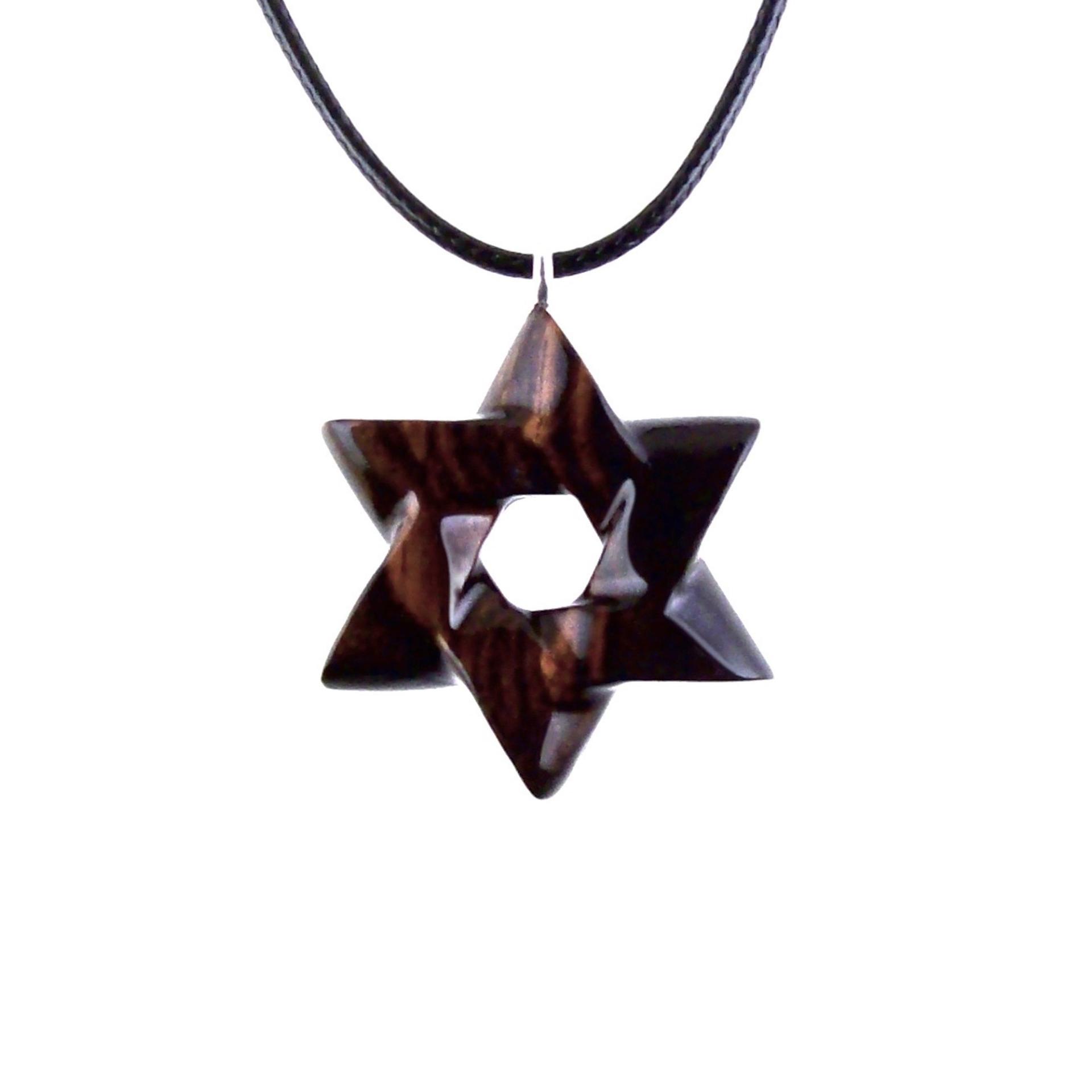 Star of David Pendant, Hand Carved Wooden Jewish Star Necklace for Men or Women, Wood Jewelry