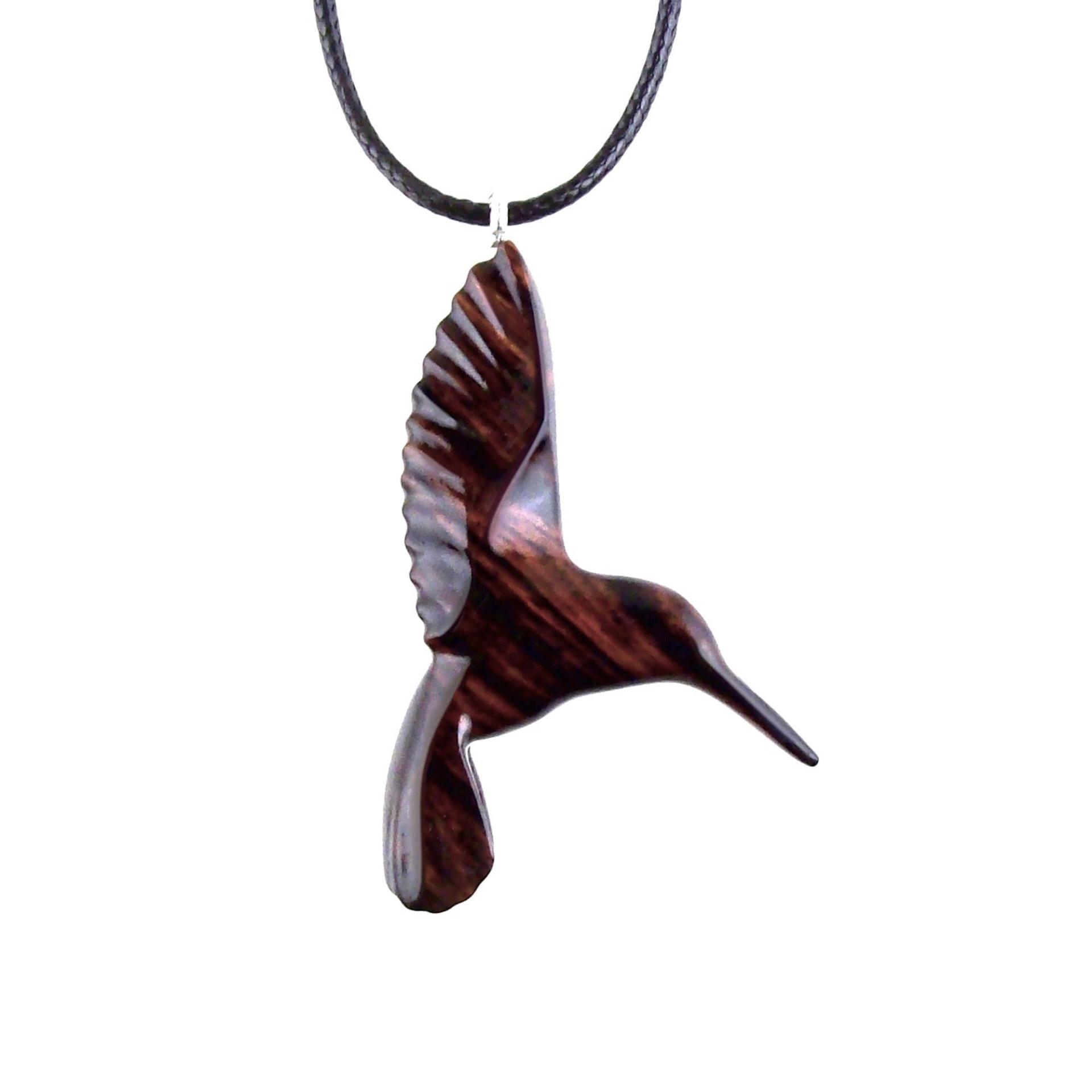 Hand Carved Wooden Hummingbird Pendant, Hummingbird Necklace, Wood Bird Jewelry, One of a Kind Gift for Her