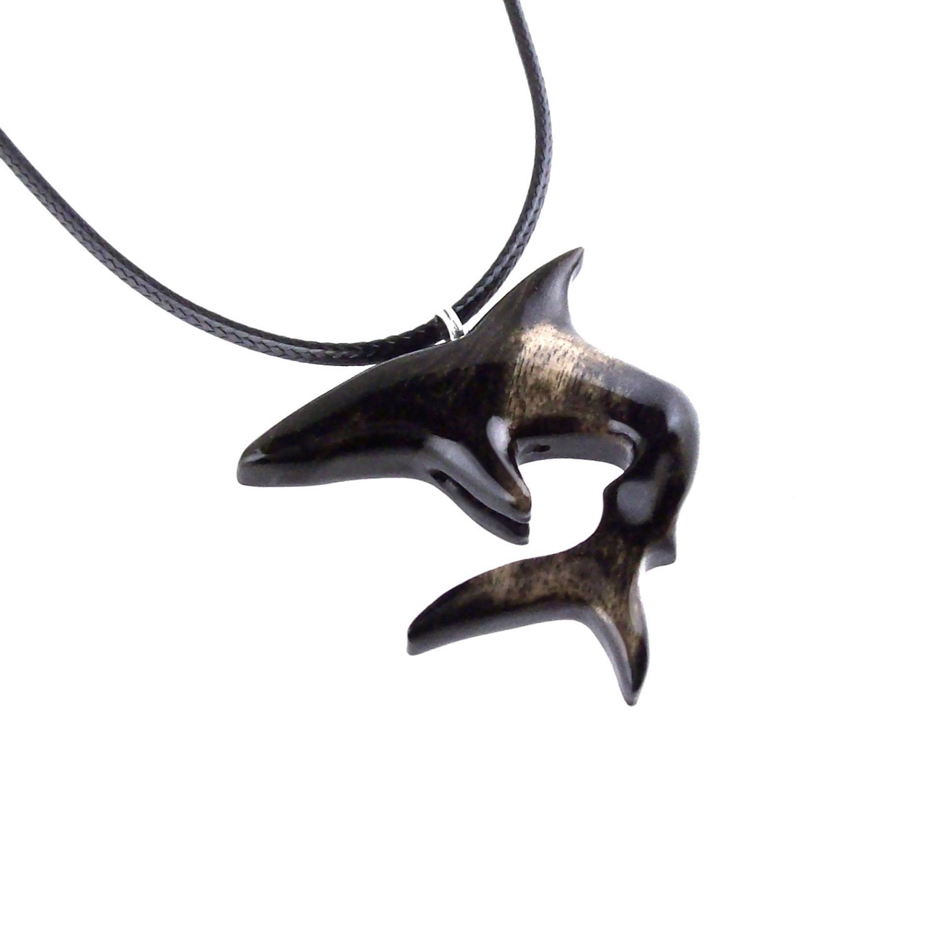 Hand Carved Shark Necklace, Wooden Shark Pendant, Mens Wood Necklace, One of a Kind Gift for Him, Nautical Jewelry