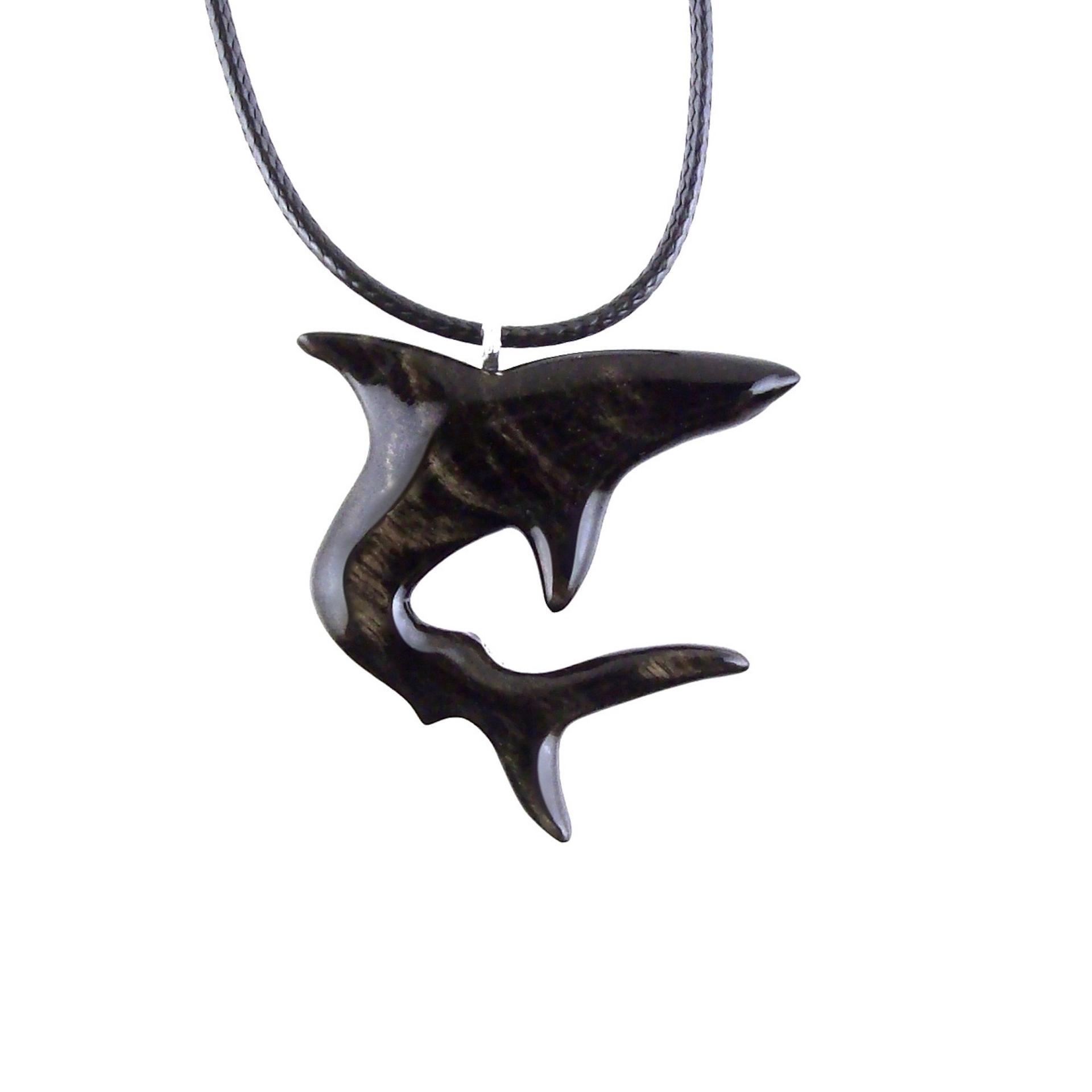 Hand Carved Shark Necklace, Wooden Shark Pendant, Mens Wood Necklace, One of a Kind Gift for Him, Nautical Jewelry