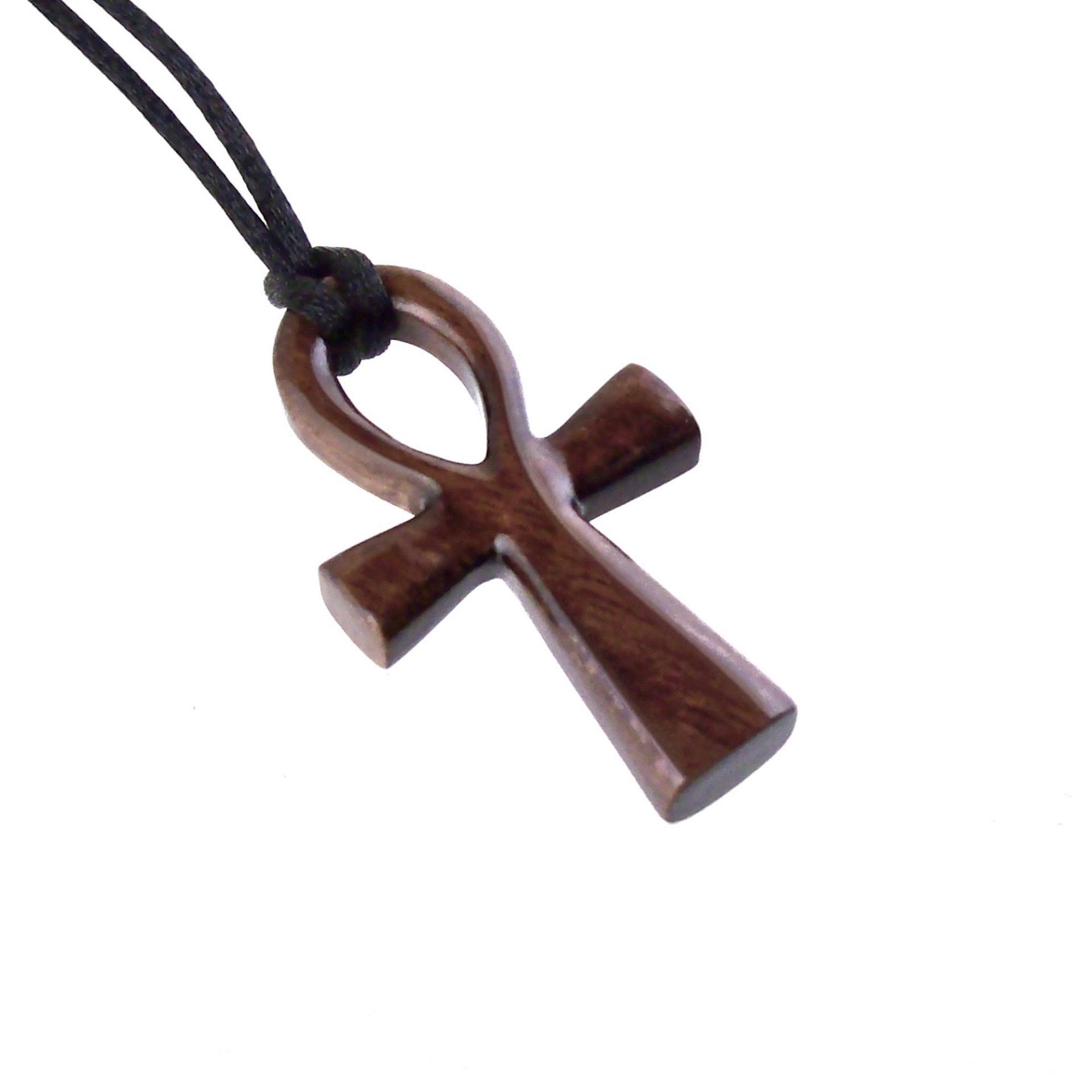 Wood Ankh Pendant, Hand Carved Egyptian Wooden Ankh Cross Necklace for Men or Women, African Jewelry Gift