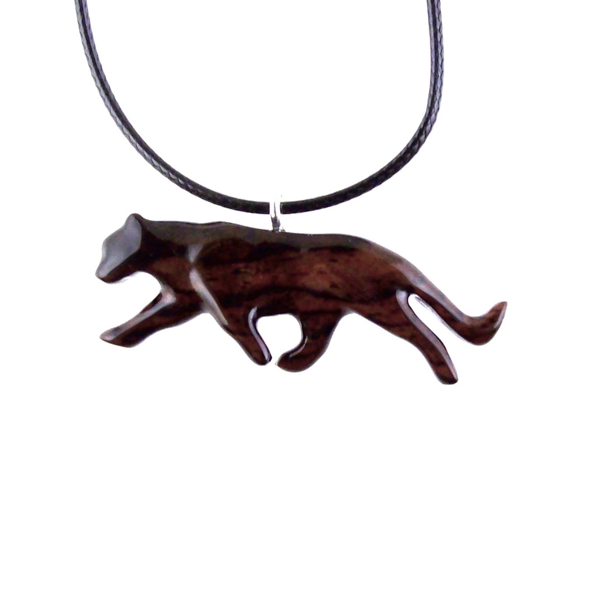 Hand Carved Puma Pendant, Wooden Panther Necklace, Cougar, Mountain Lion, Big Cat Animal Wood Jewelry for Men or Women, Gift for Him Her