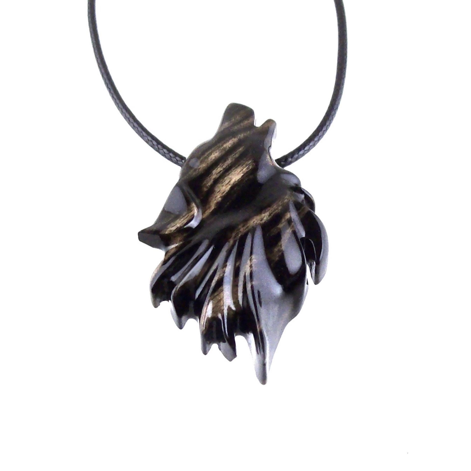 Wolf Necklace, Hand Carved Wooden Wolf Pendant for Men or Women, Spirit Animal Totem Woodland Jewelry