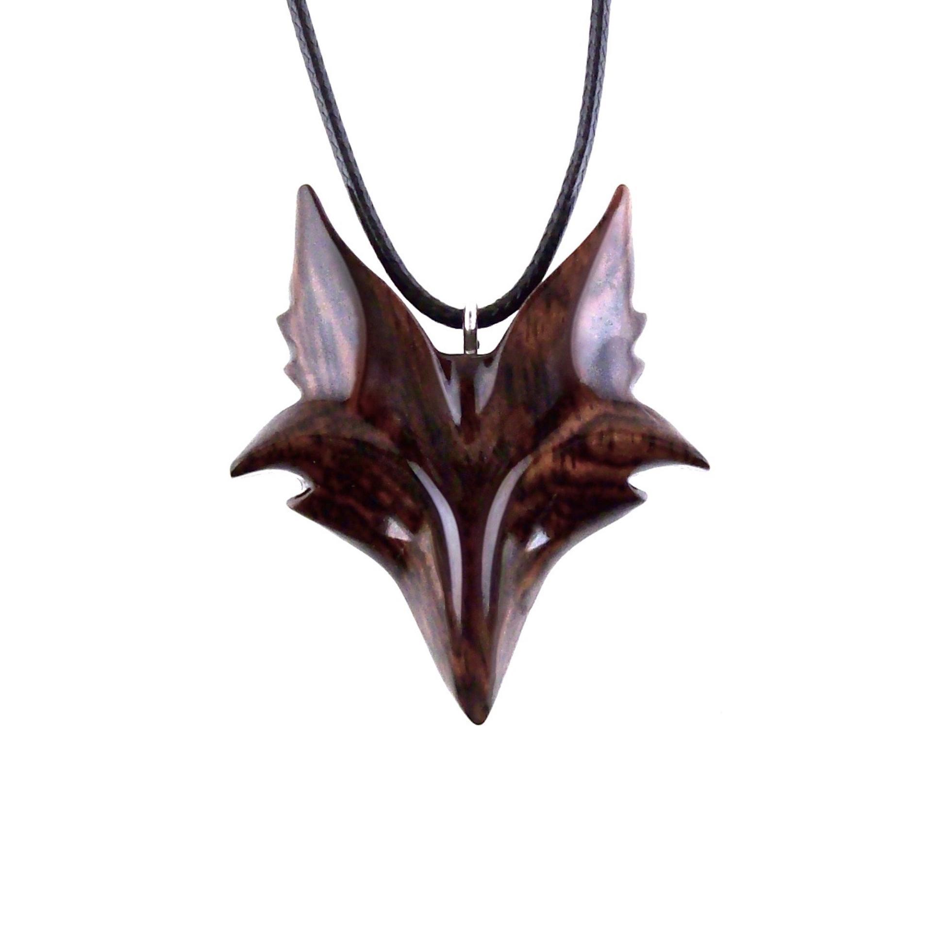 Hand Carved Wooden Fox Pendant, Celtic Fox Necklace for Men or Women, Totem Spirit Animal, Woodland Jewelry Gift for Her or Him