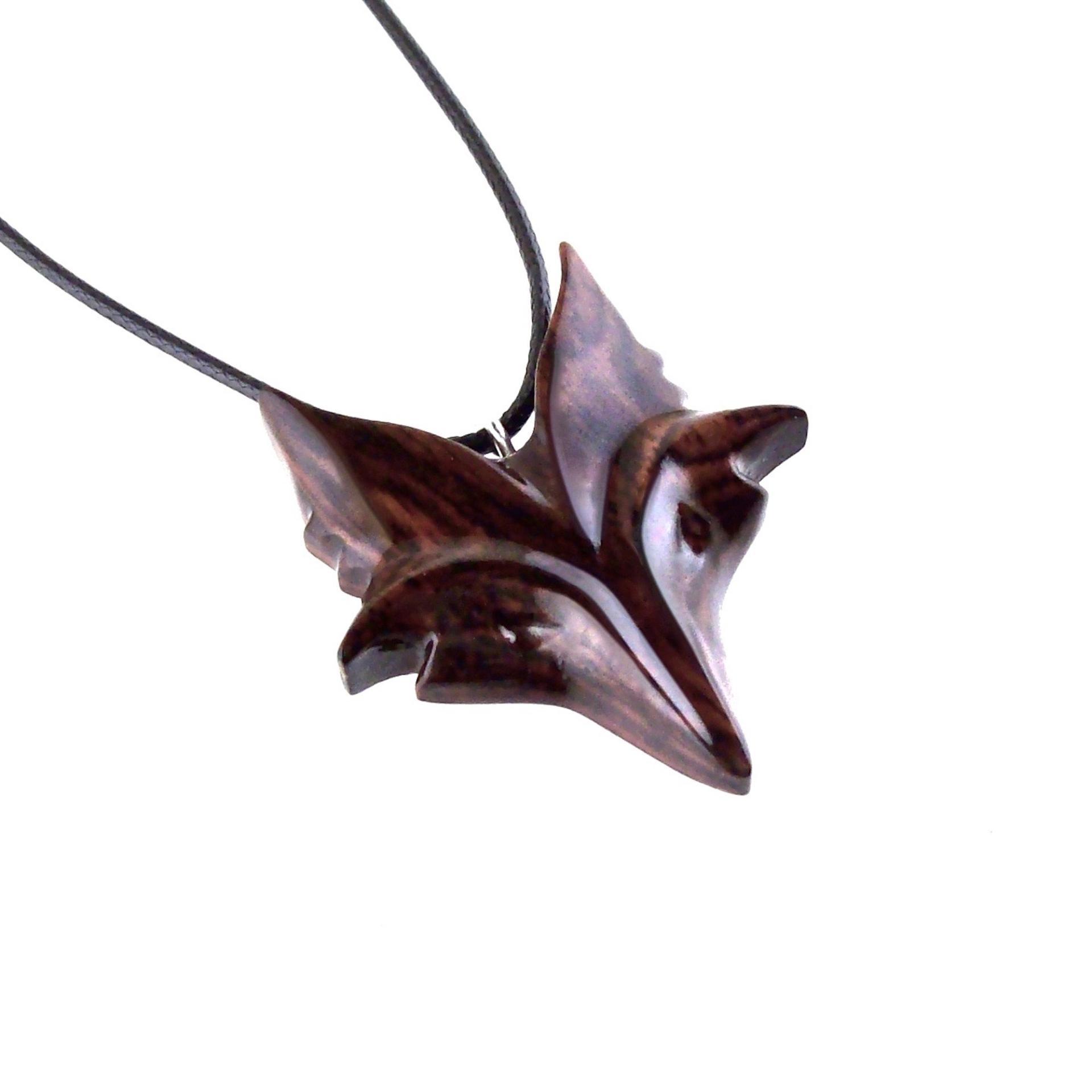 Hand Carved Wooden Fox Pendant, Celtic Fox Necklace for Men or Women, Totem Spirit Animal, Woodland Jewelry Gift for Her or Him