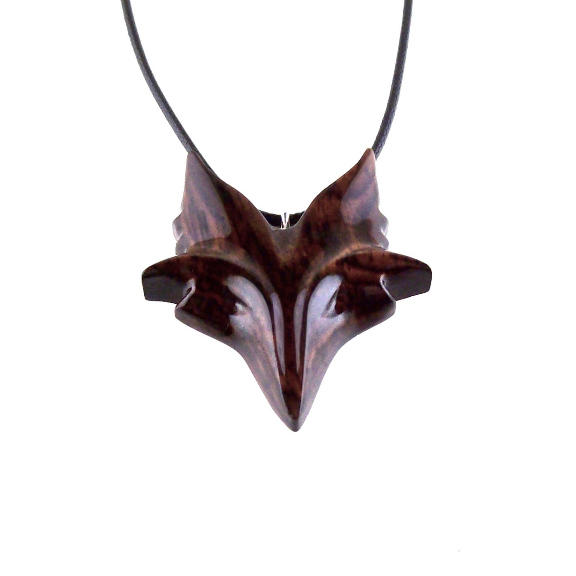 Hand Carved Wooden Fox Pendant, Celtic Fox Necklace for Men or Women, Totem Spirit Animal, Woodland Jewelry Gift for Her or Him