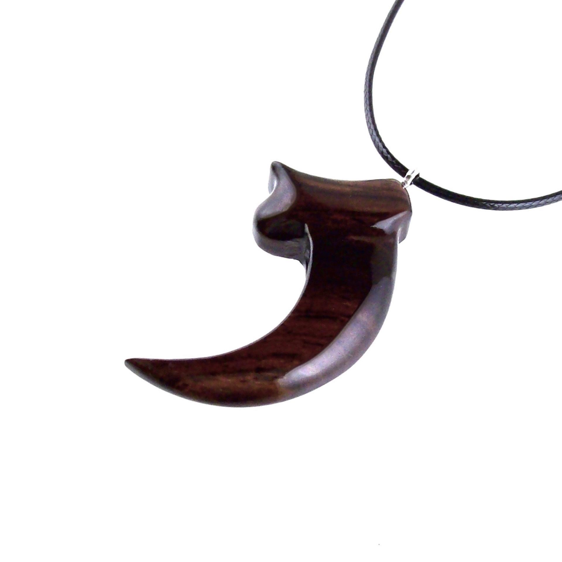 Wooden Bear Claw Pendant, Hand Carved Bear Claw Necklace, Mens Wood Pendant, Tribal Totem Jewelry, One of a Kind Gift for Him