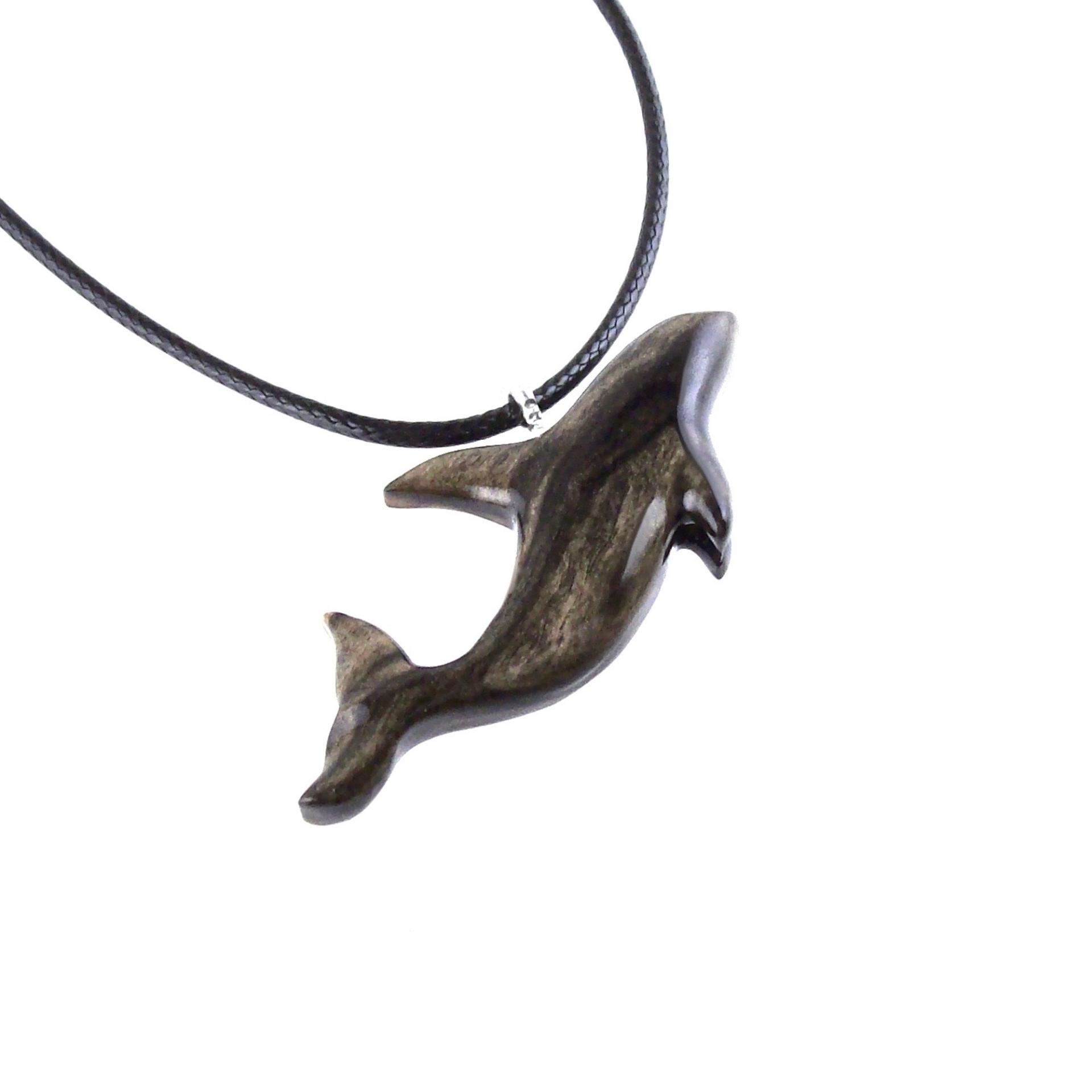 Hand Carved Orca Pendant, Wooden Killer Whale Necklace for Men or Women, Sea Animal, Nautical Beach Wood Jewelry