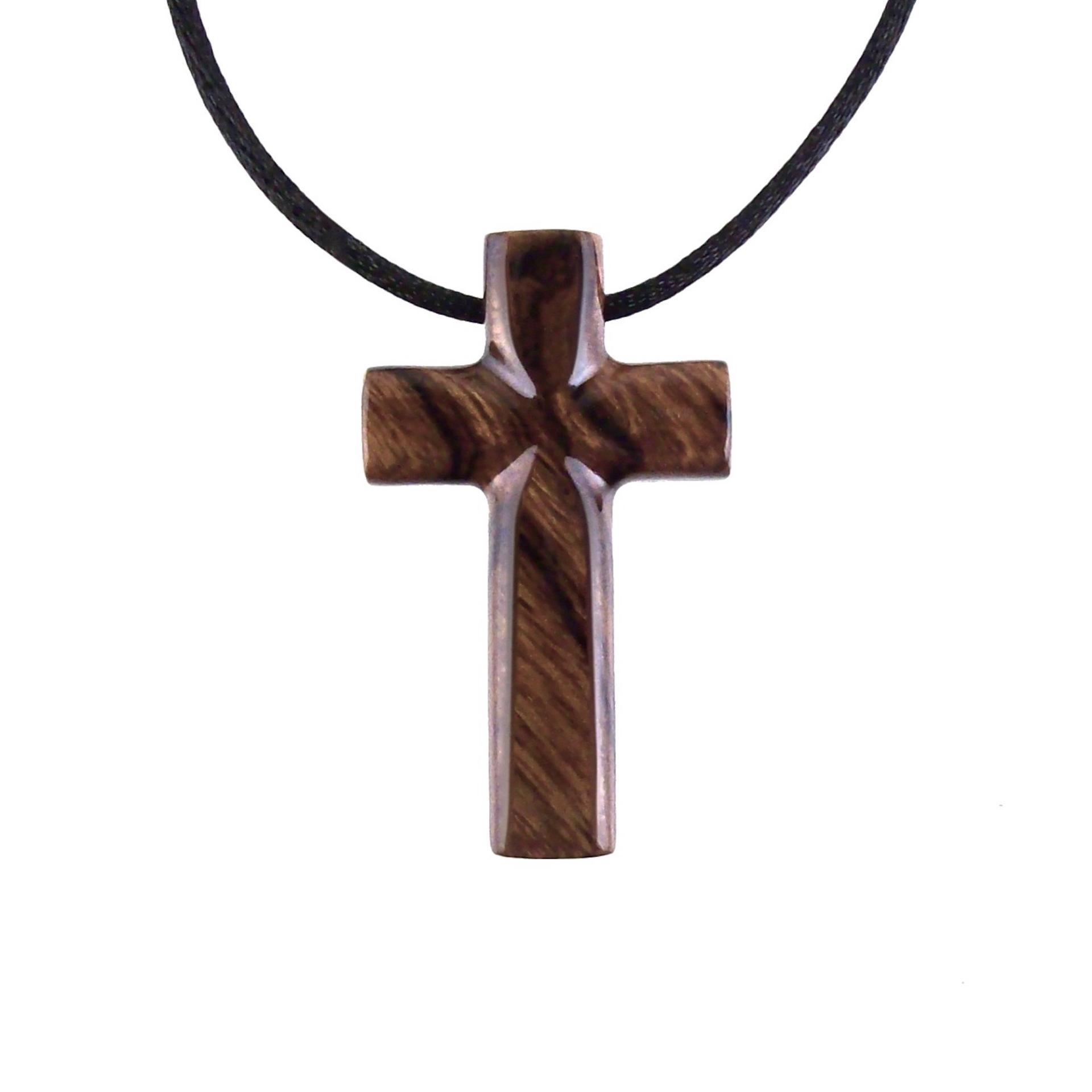 Wood Cross Necklace, Hand Carved Wooden Cross Pendant, Christian Jewelry for Men, One of a Kind Gift for Him
